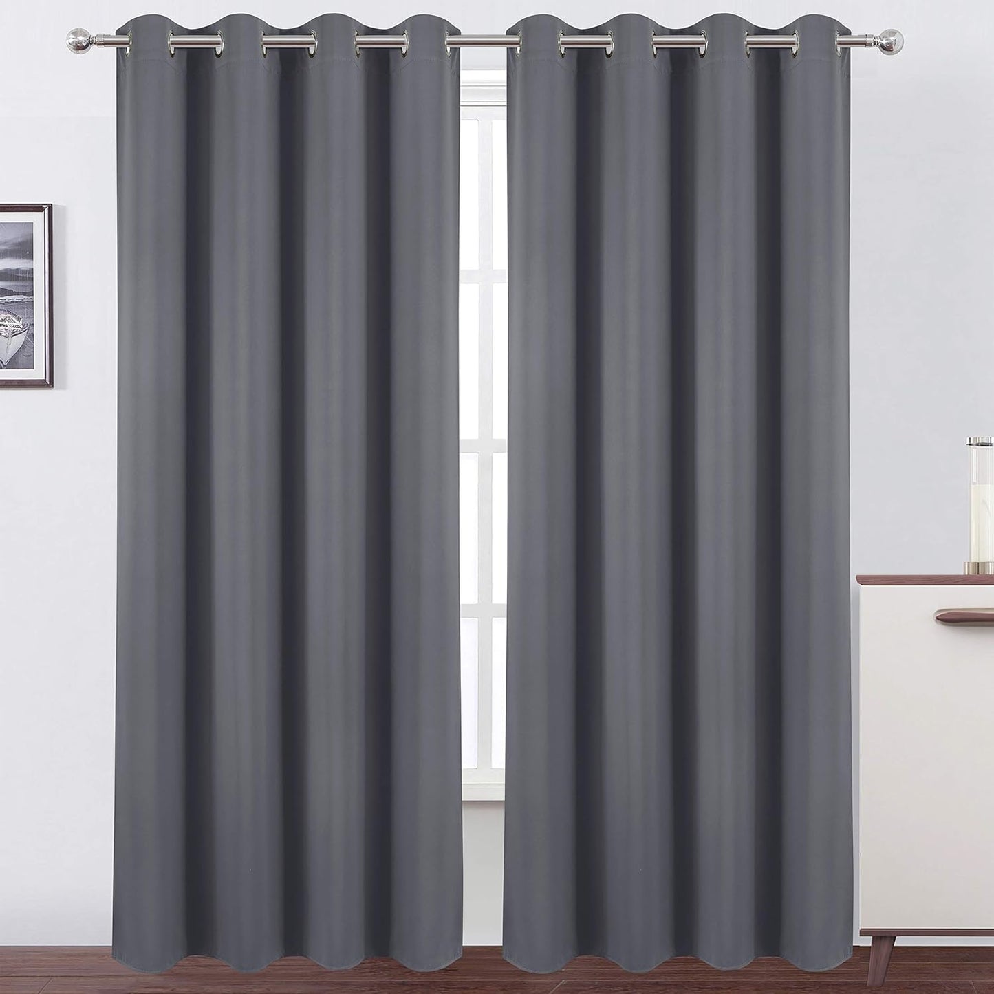LEMOMO Blackout Curtains 52x84" Black, 2 Panels