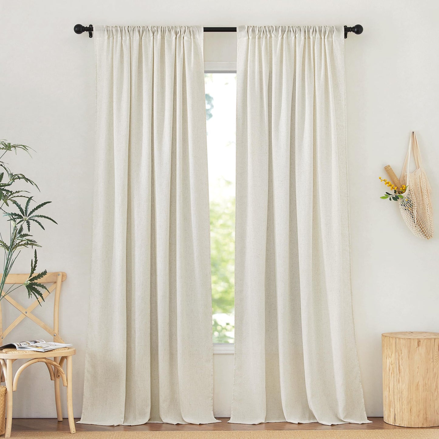NICETOWN Linen Curtains 52x108" 2 Panels