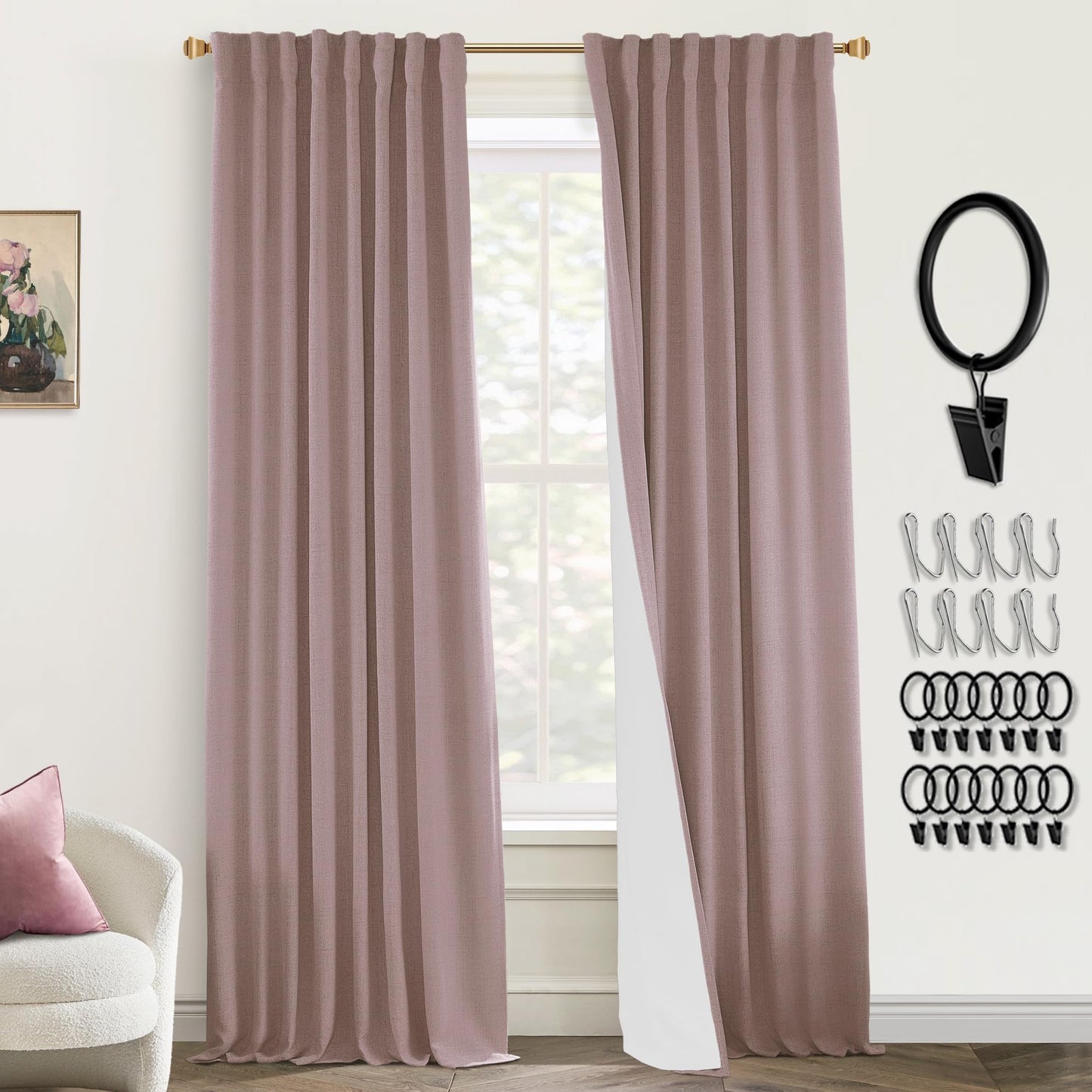 Boho Blackout Curtains Cream 70x90, 2 Panels