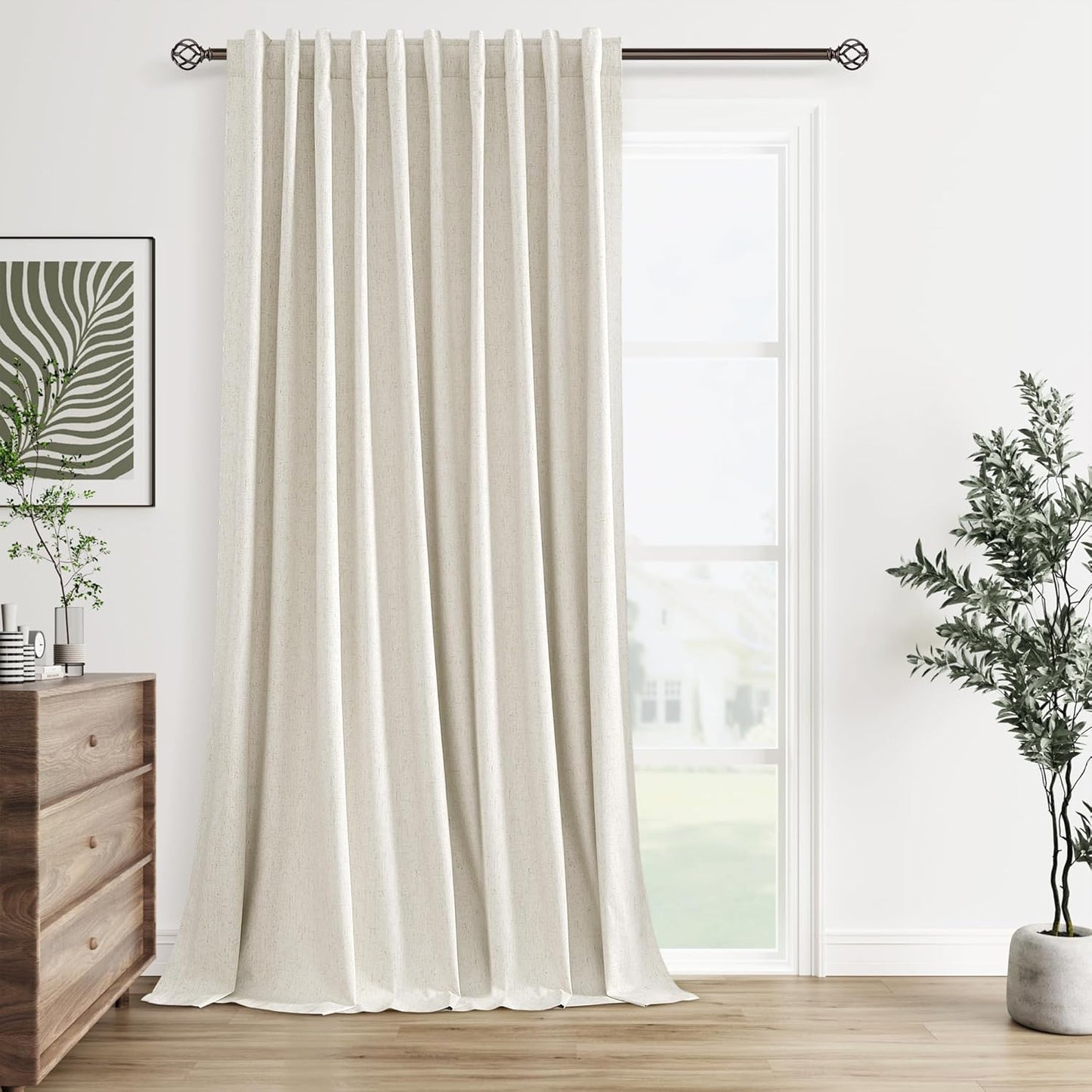 Cream Linen Blackout Curtains – 2 Panels