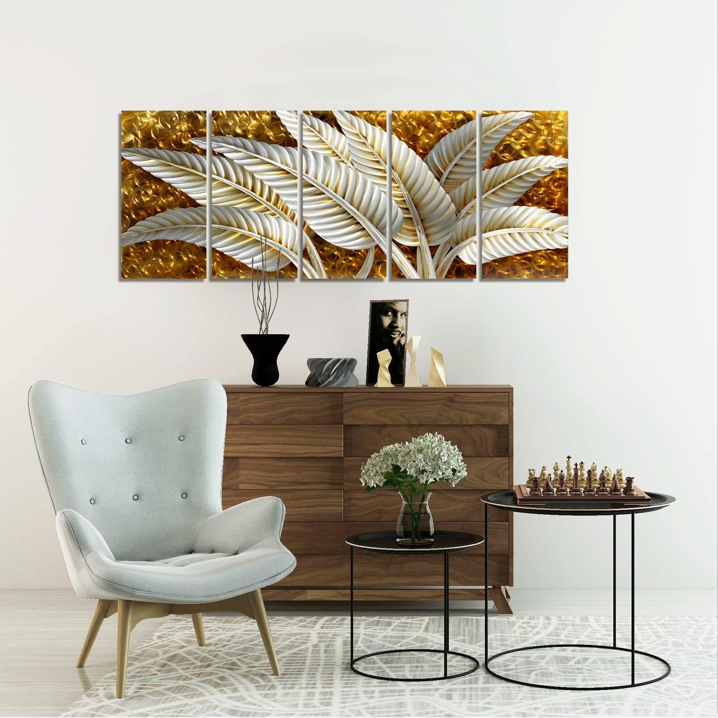 BATRENDY ARTS Silver Tree Wall Art