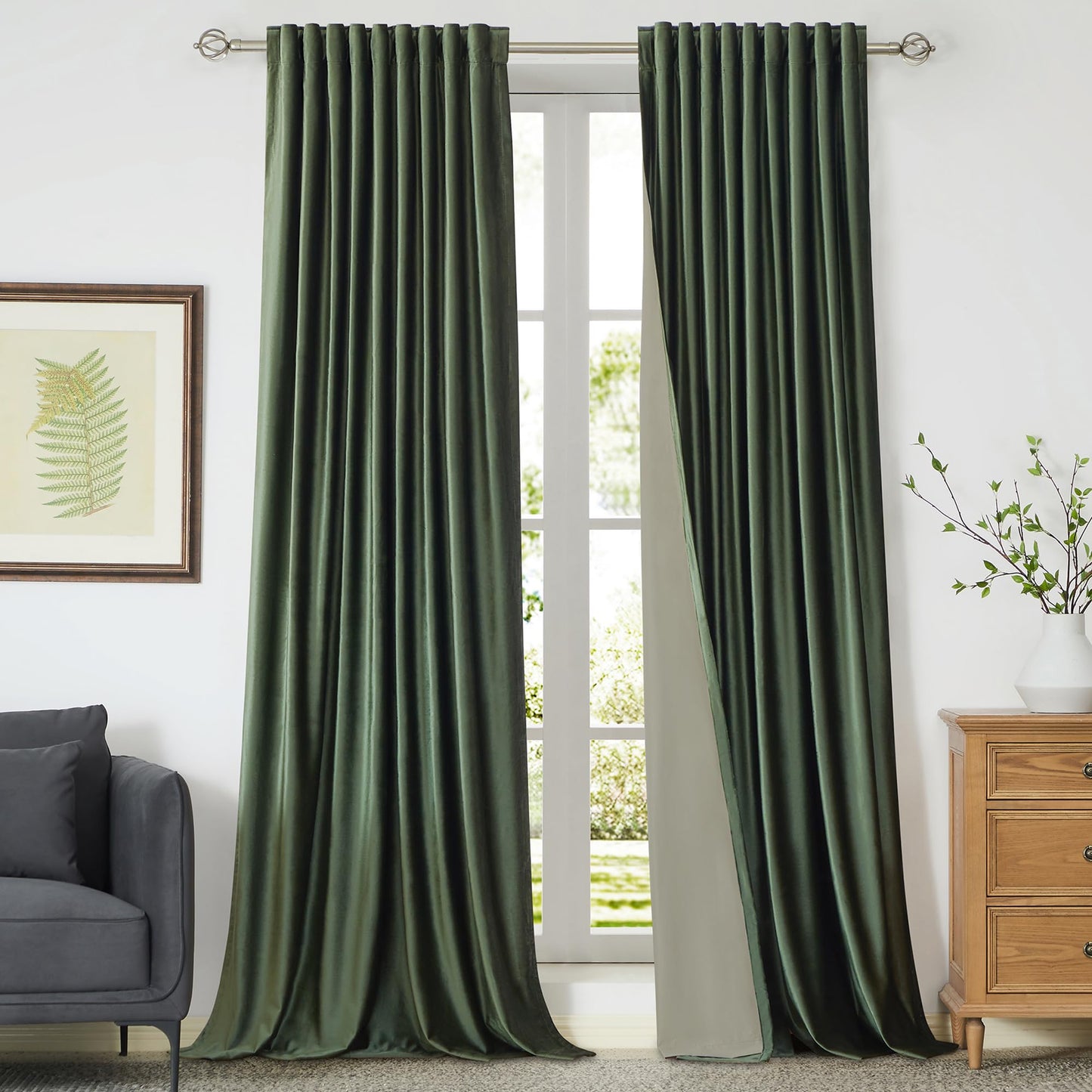 100% Blackout Ivory Off White Velvet Curtains