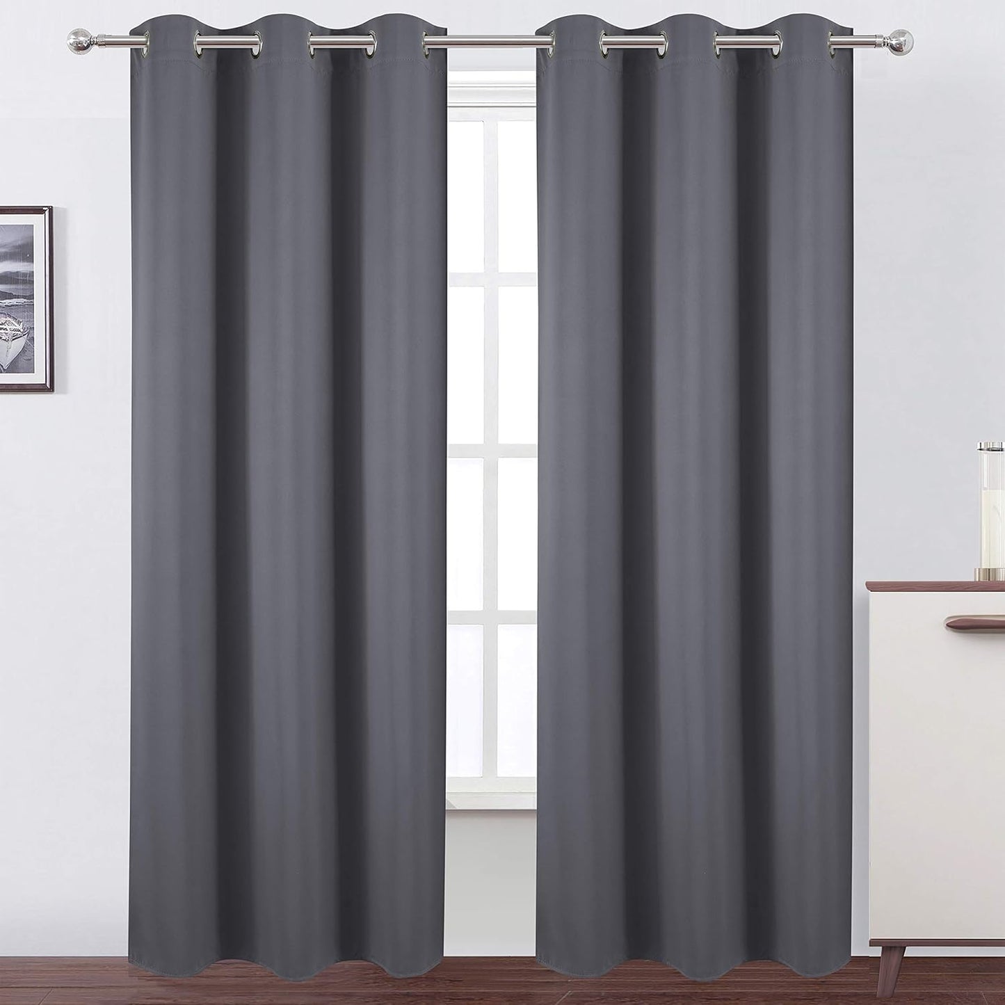 LEMOMO Blackout Curtains 52x84" Black, 2 Panels