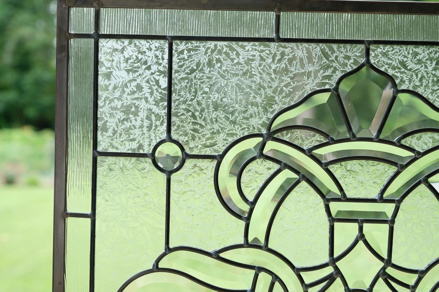 All Clear Stained Glass Beveled Window Panel, 24" X 24"