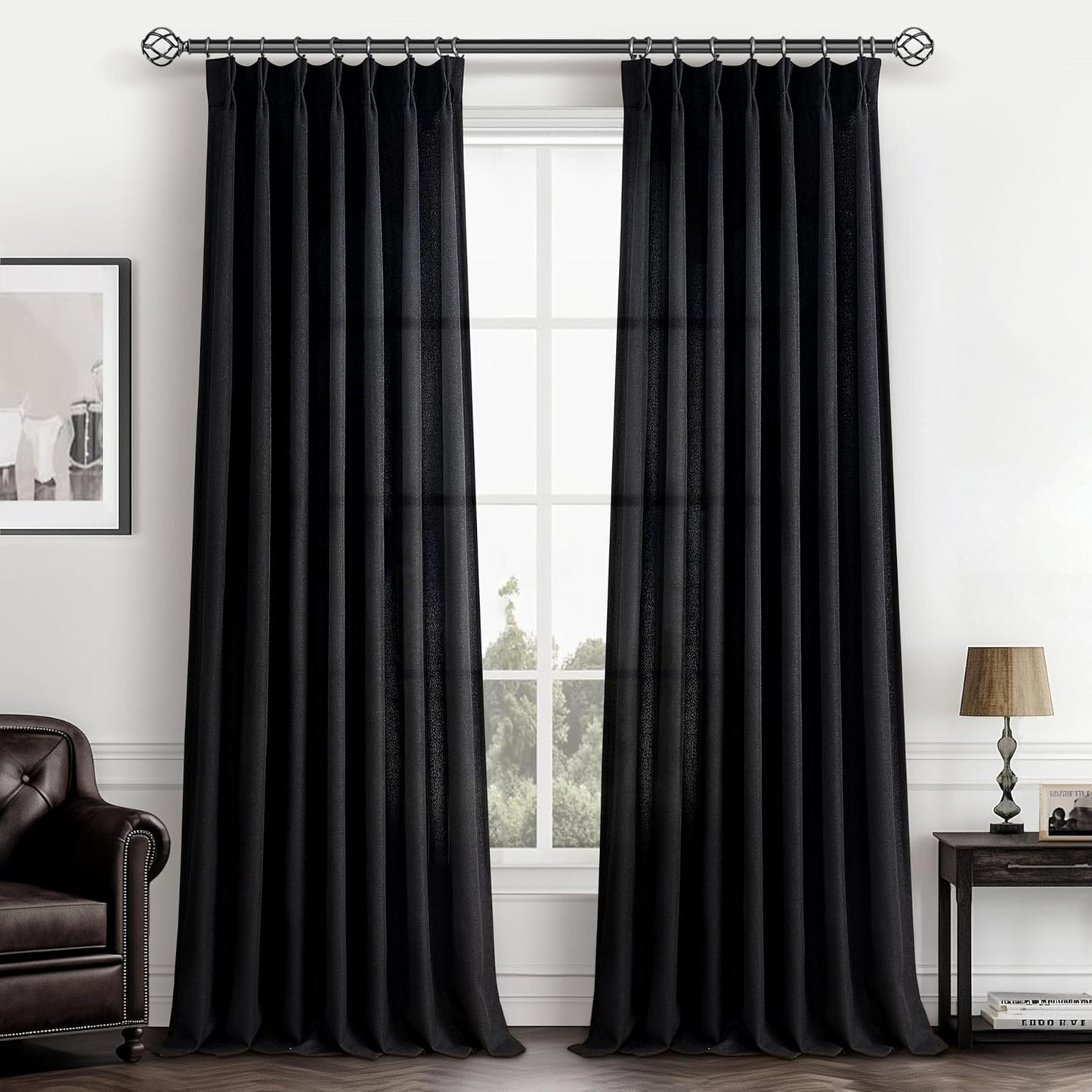 Rustic Linen Curtains, Oatmeal Beige 96" Set of 2