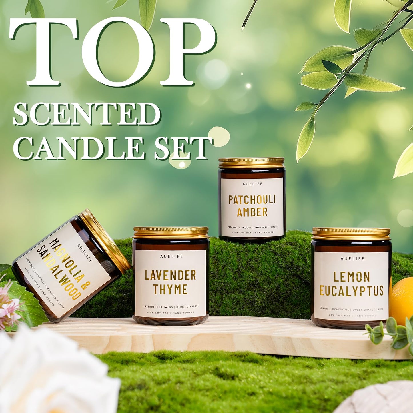 Auelife 4-Pack Fall Scented Candles