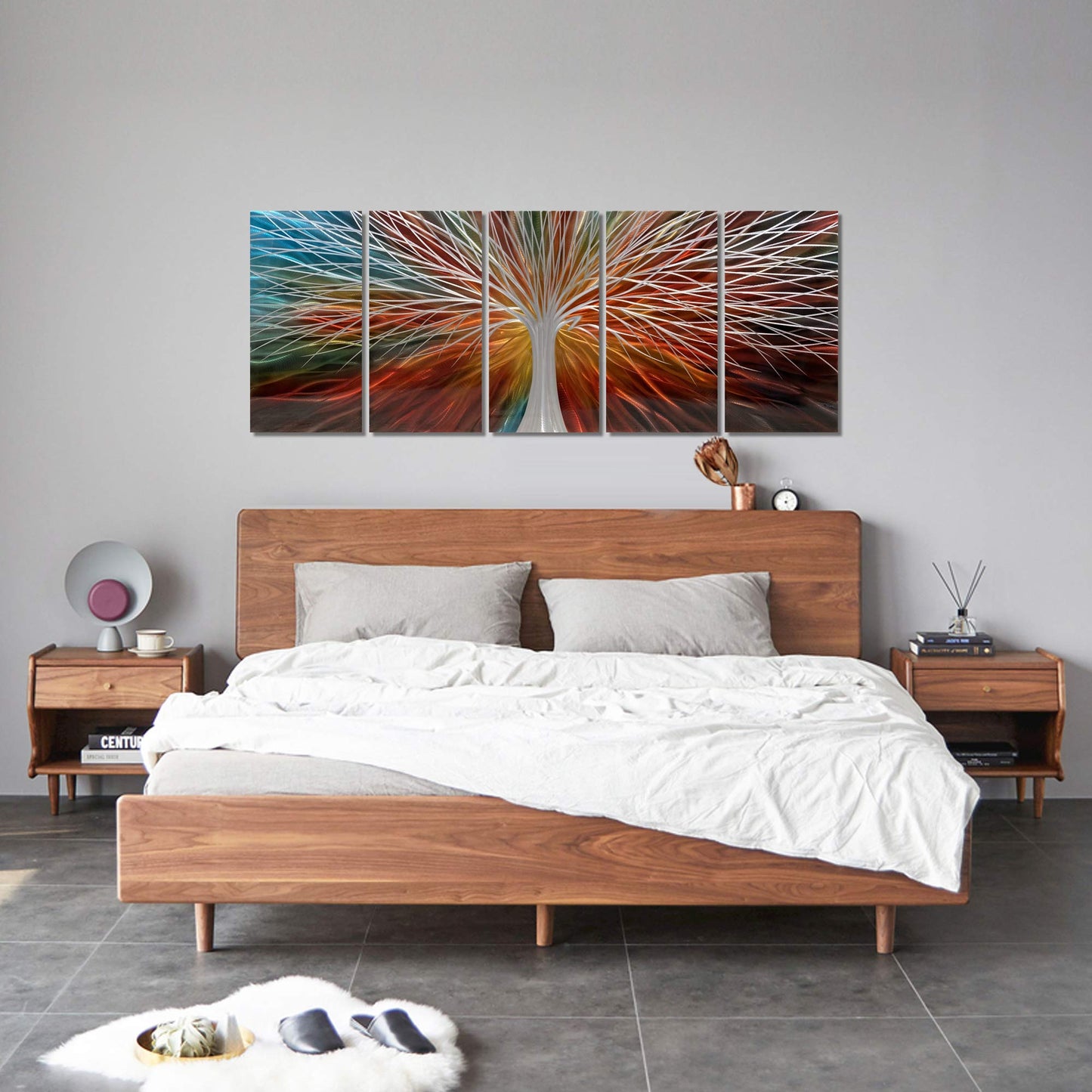 BATRENDY ARTS Silver Tree Wall Art