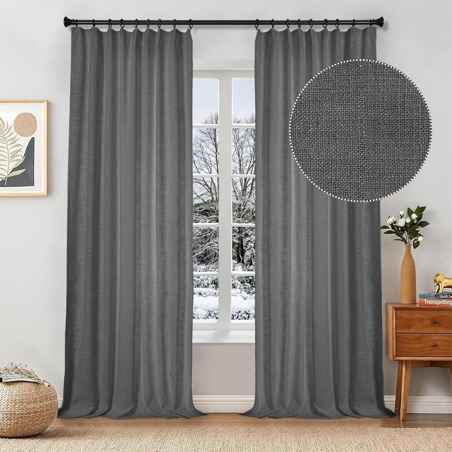 Linen Curtains – Snow White, 84" (2 Panels)