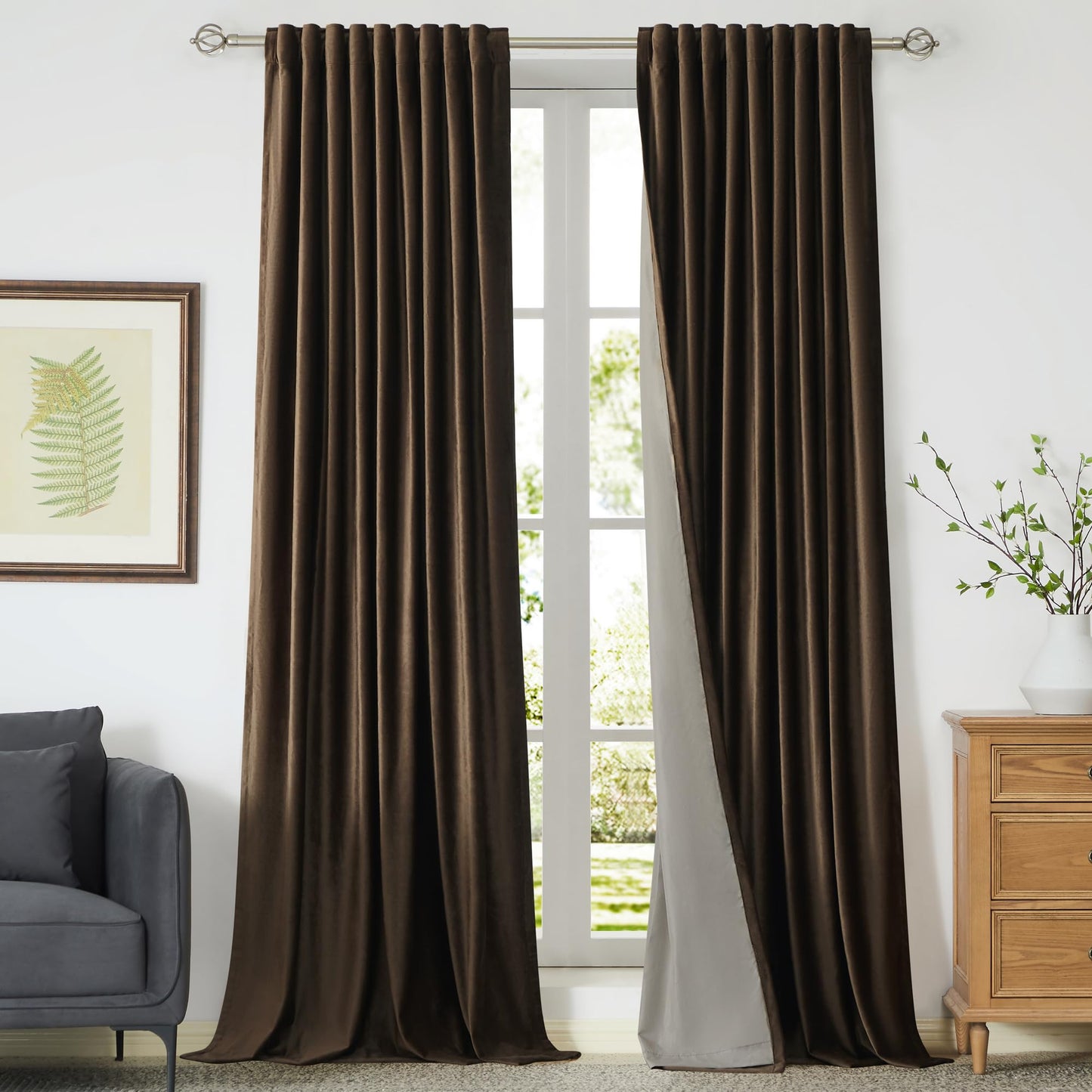 100% Blackout Ivory Off White Velvet Curtains