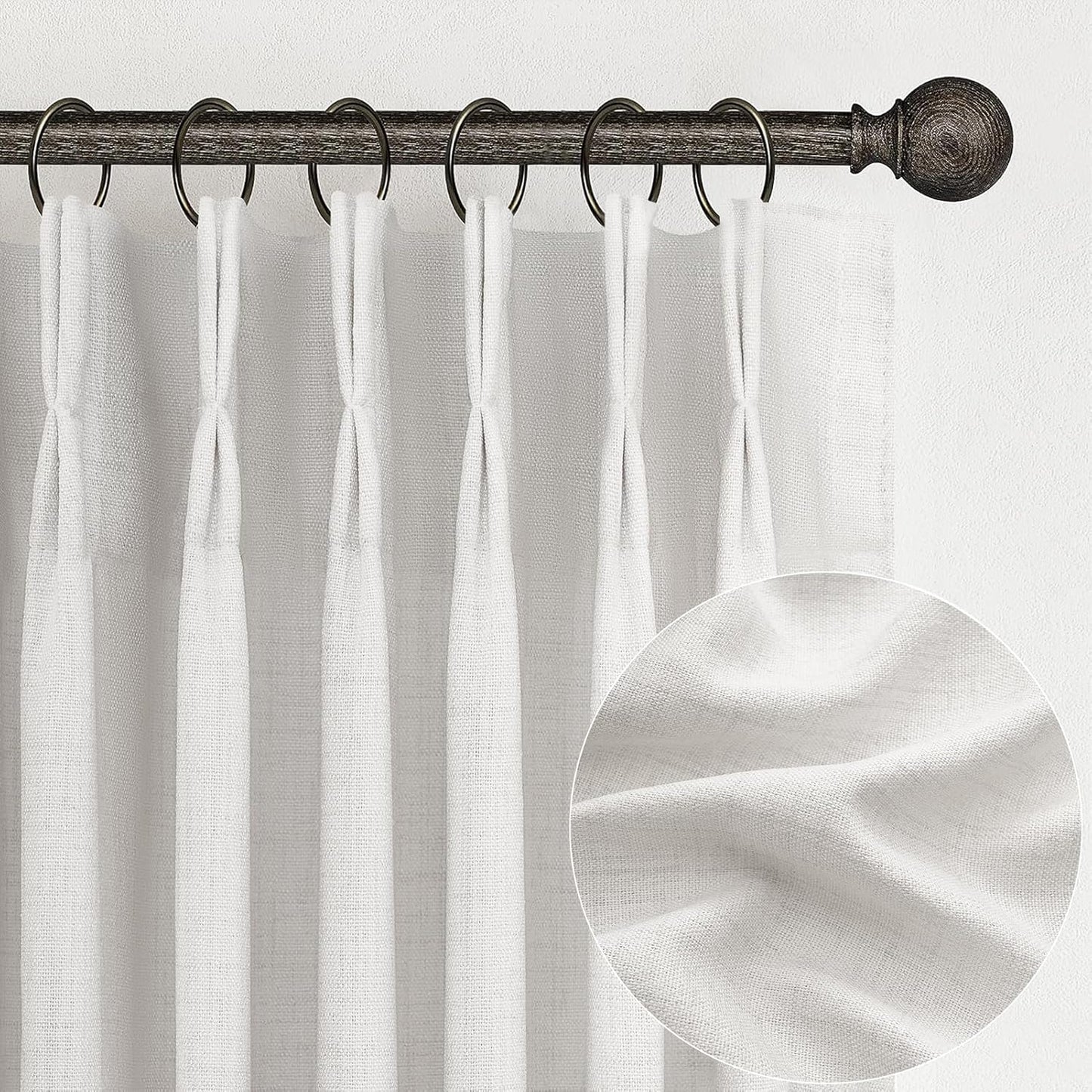 Rustic Linen Curtains, Oatmeal Beige 96" Set of 2