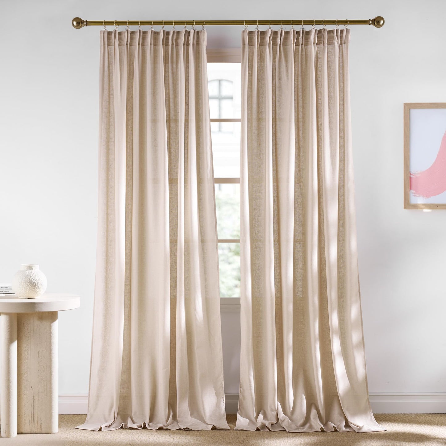 NICETOWN Linen Curtains 52x108" 2 Panels