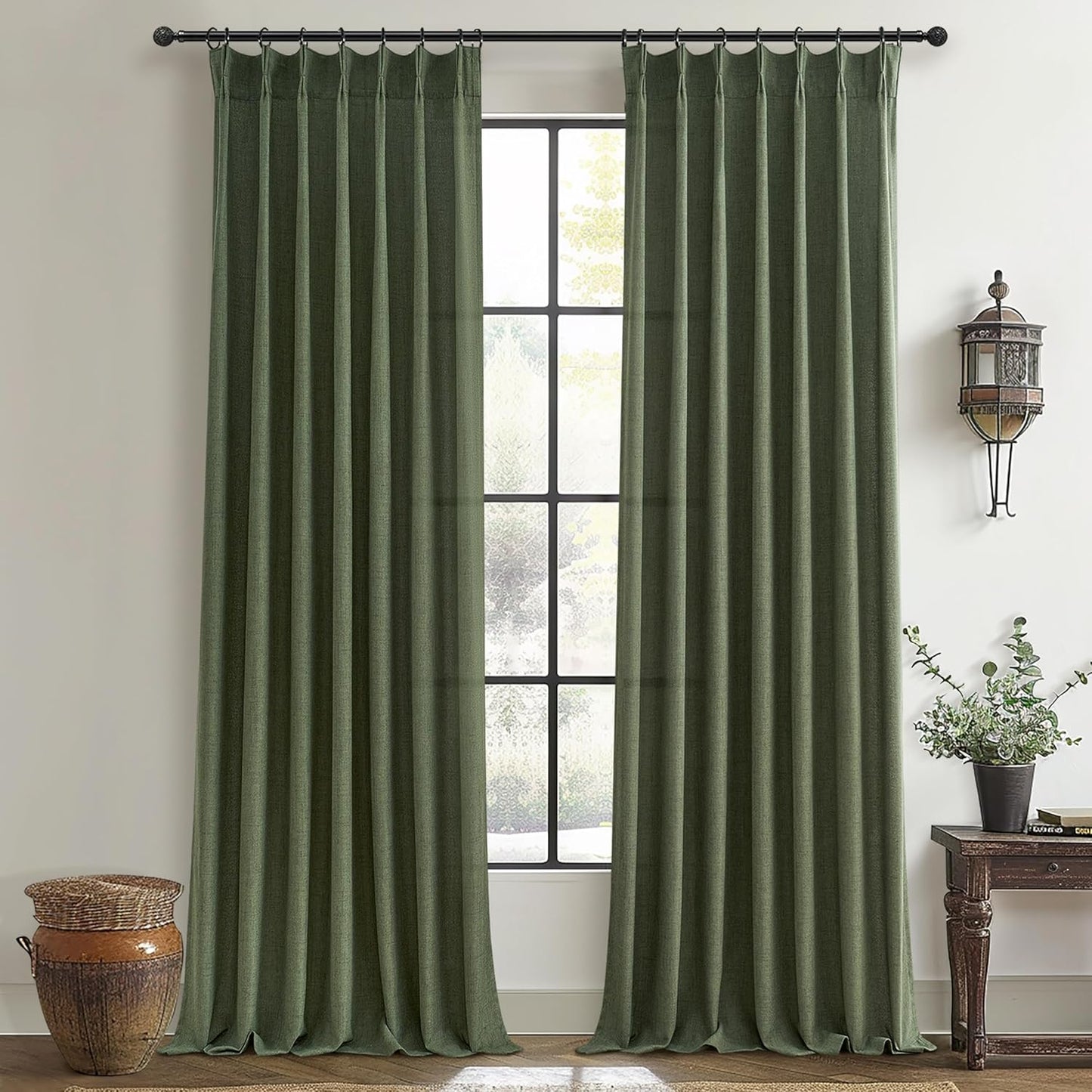 Rustic Linen Curtains, Oatmeal Beige 96" Set of 2