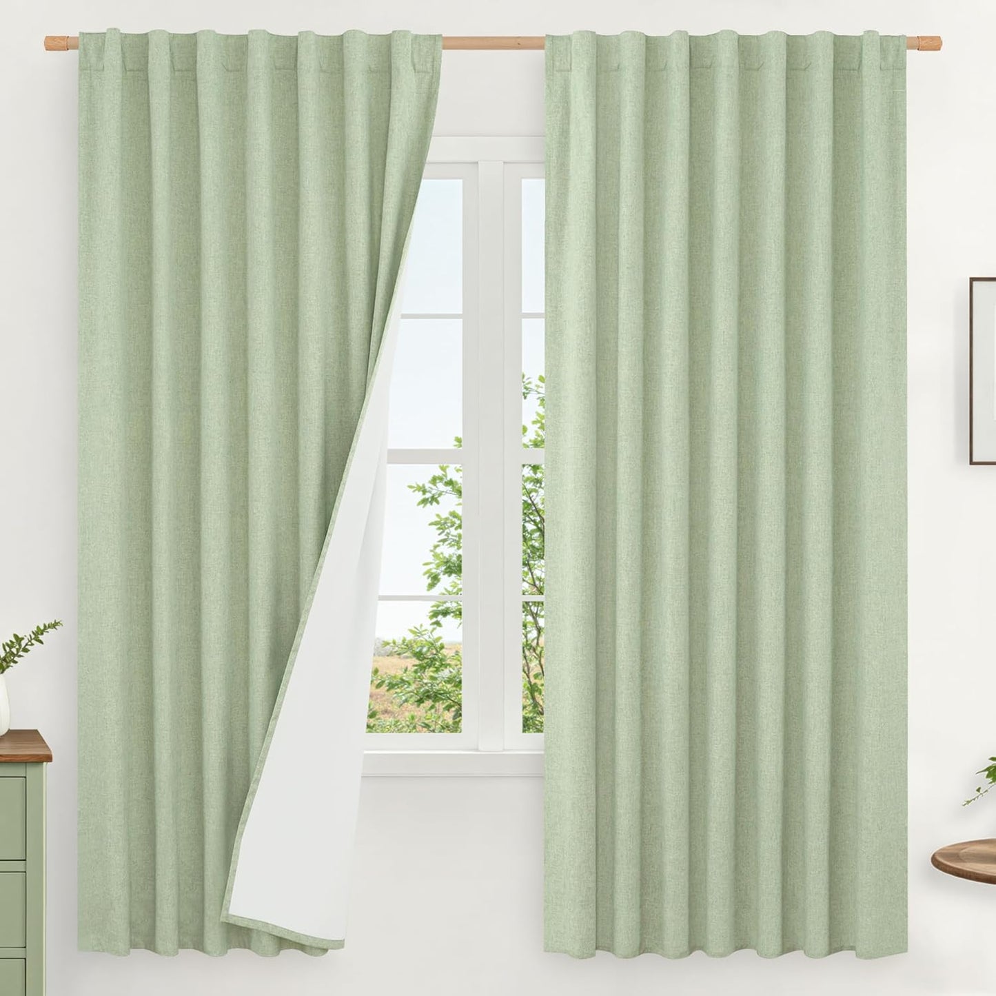LAMIT Linen Blackout Curtains 60x84" Taupe, 2 Panels