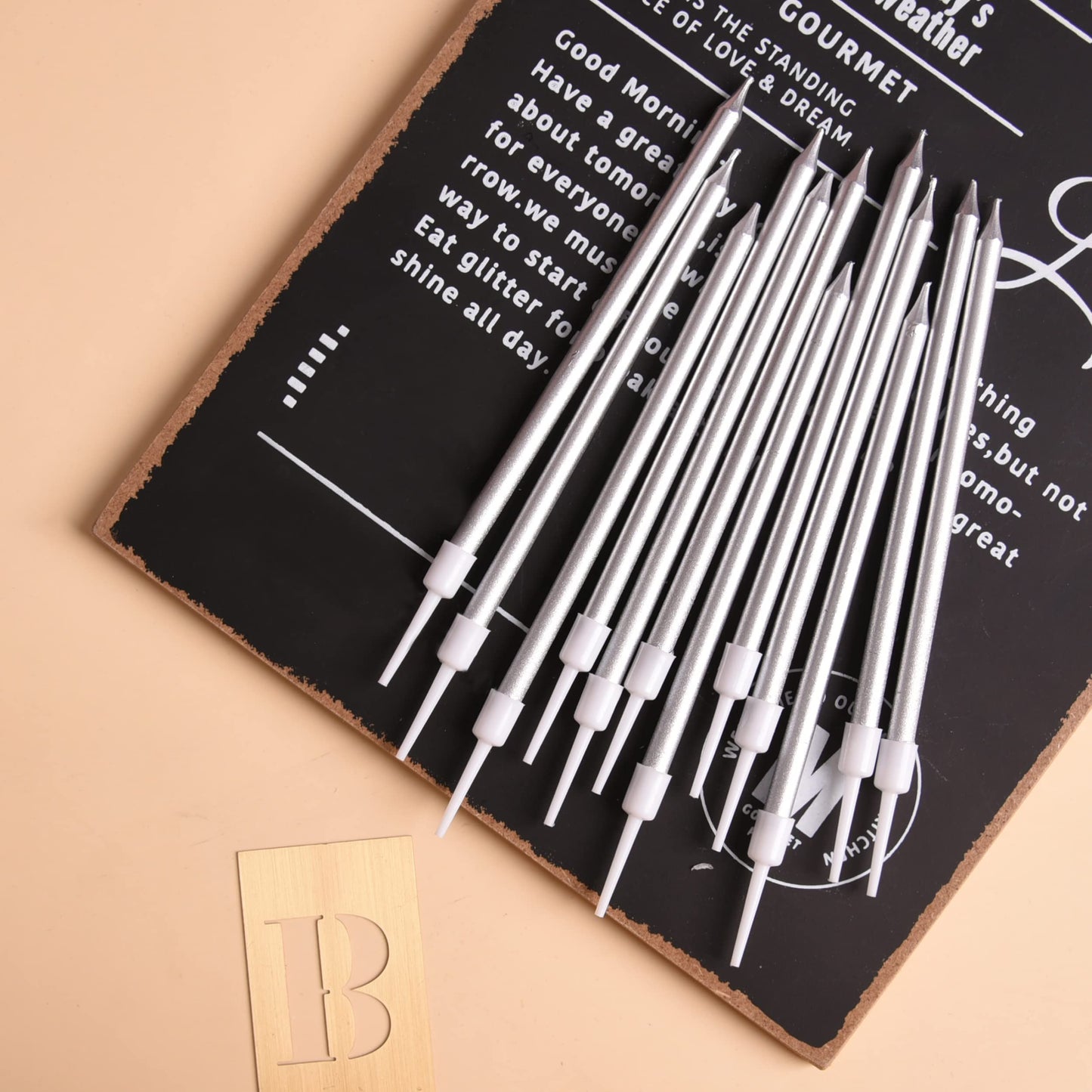 PHD CAKE Gold Long Thin Metallic Birthday Candles