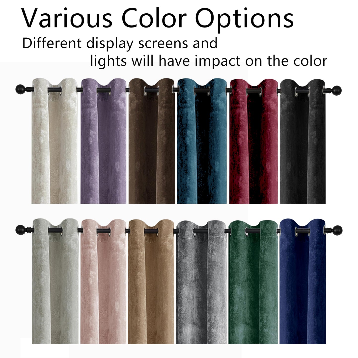 SNITIE Velvet Curtains 52x108" Ivory, 2 Panels