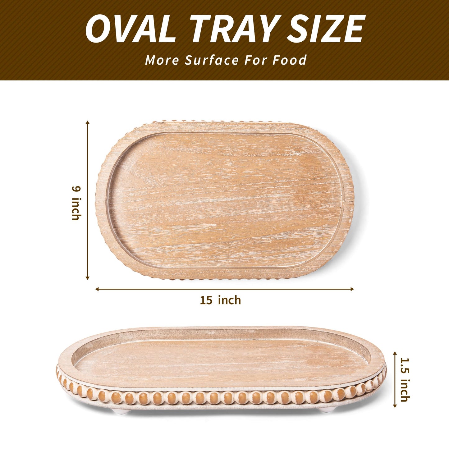 HPC Decor Round White Wood Tray, 12"