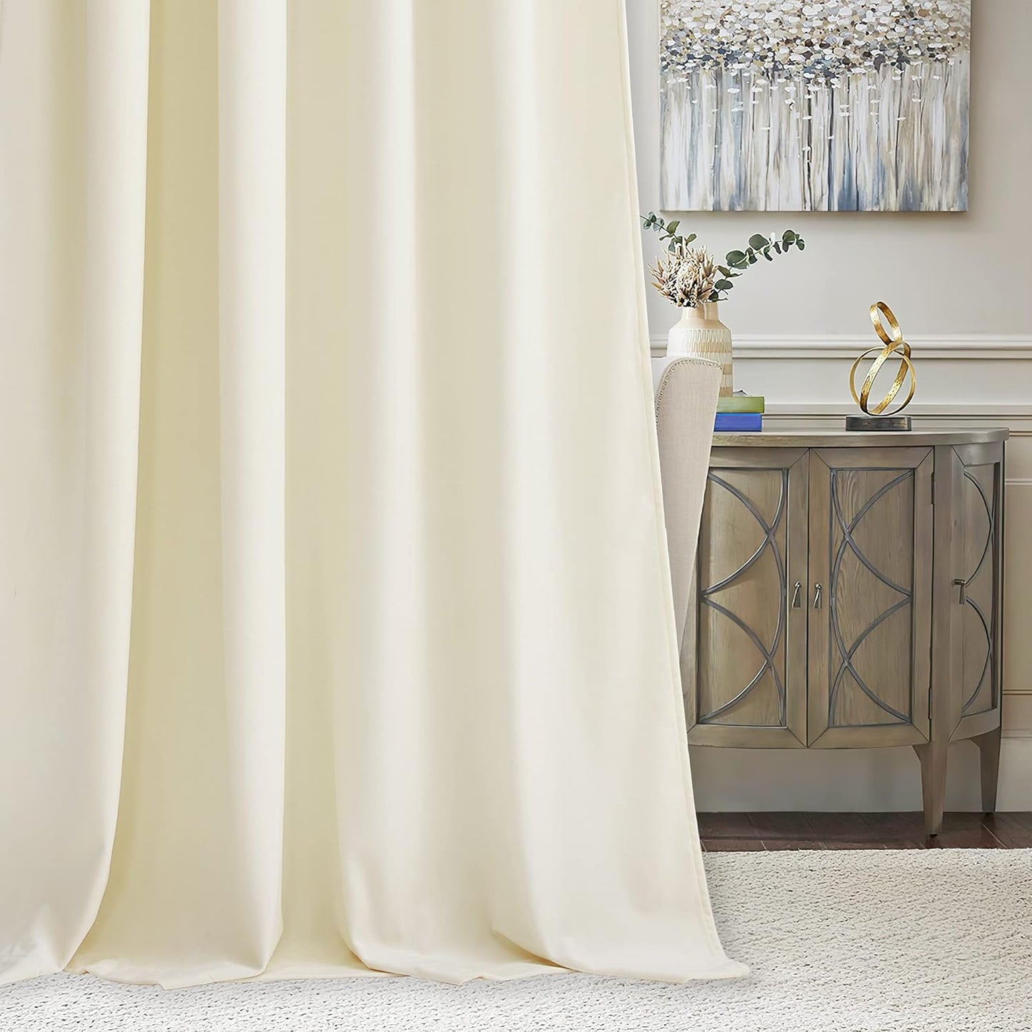 RYB HOME Velvet Curtains 52x108" Green, 2 Panels