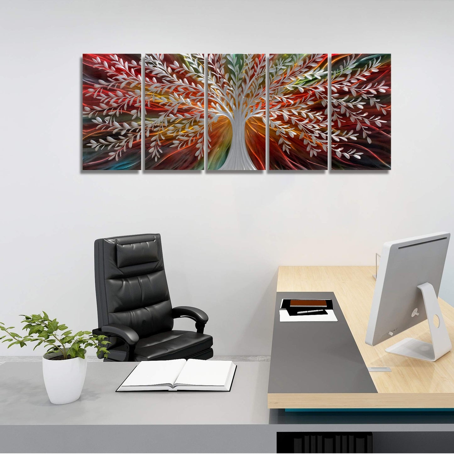 BATRENDY ARTS Silver Tree Wall Art