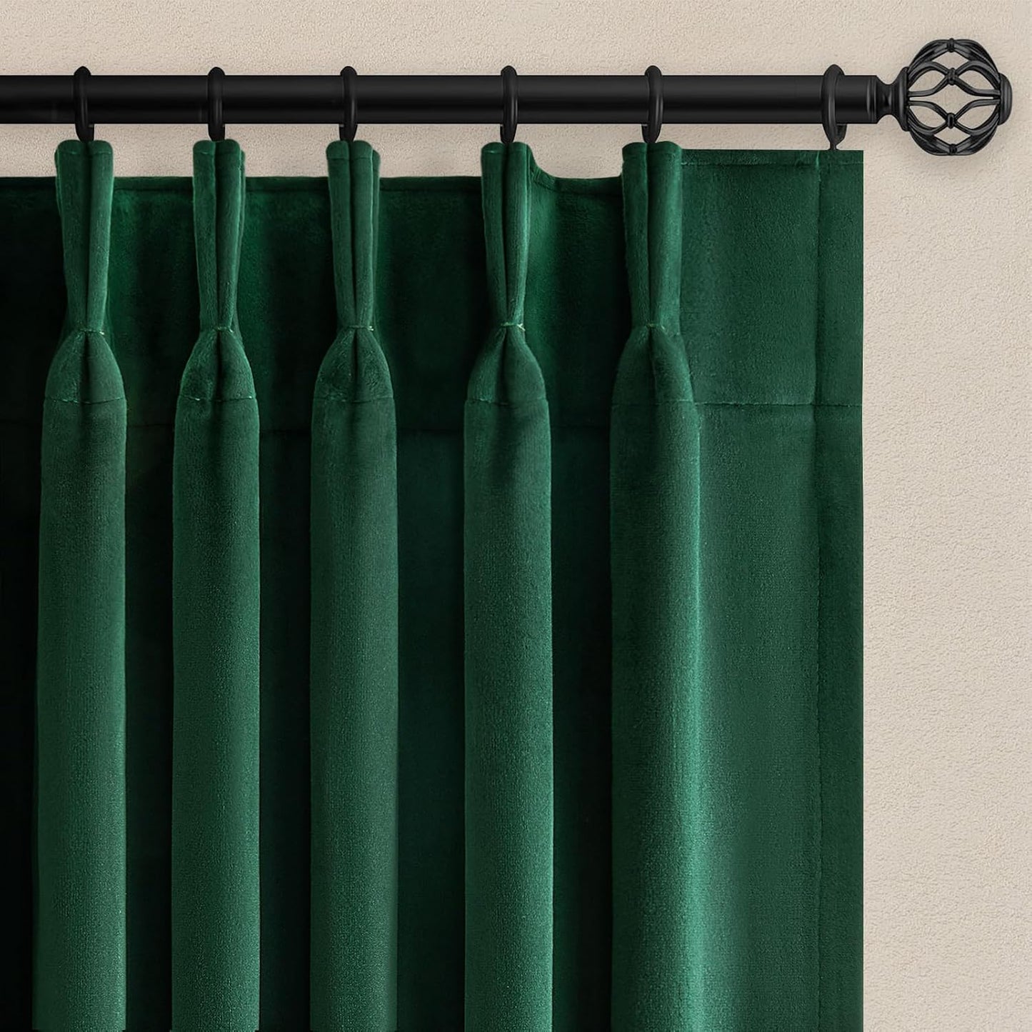 Cream Velvet Blackout Curtains 108", Set of 2