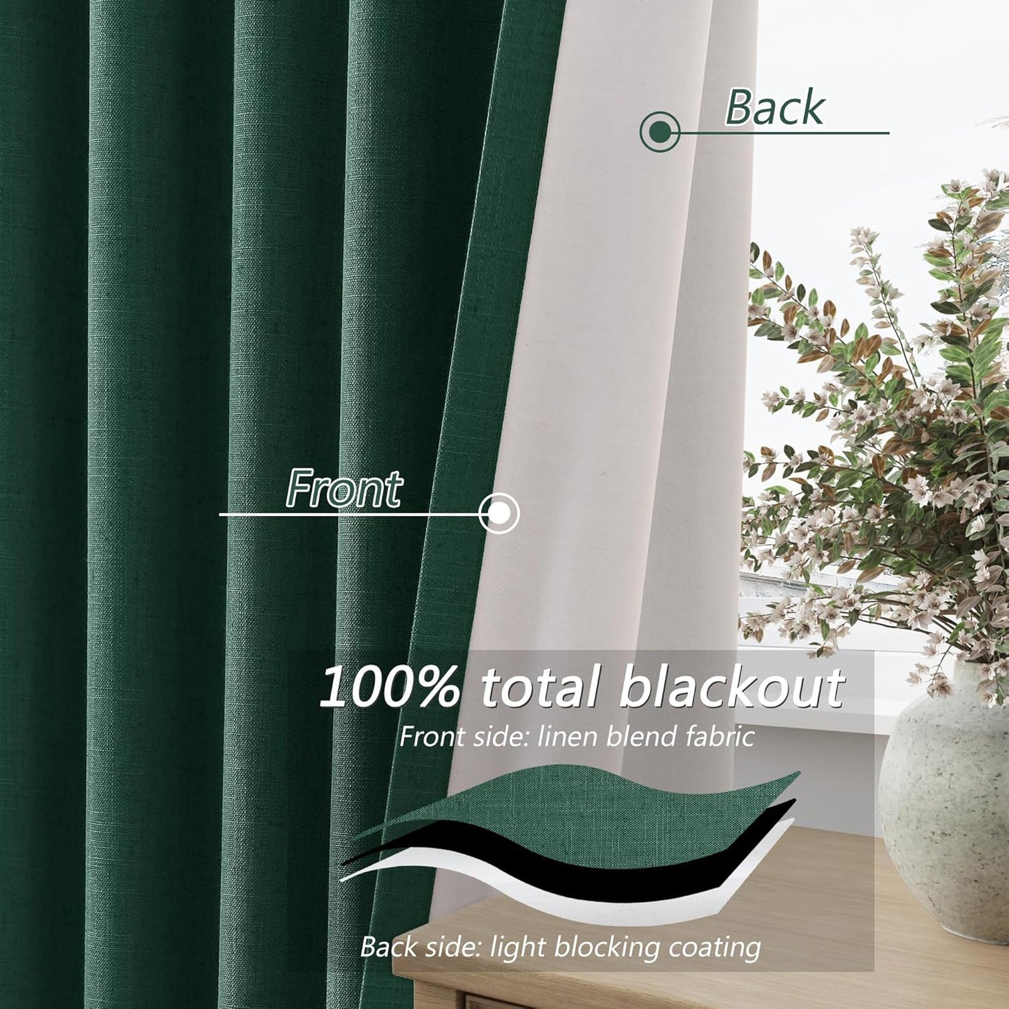Cream Linen Blackout Curtains – 2 Panels