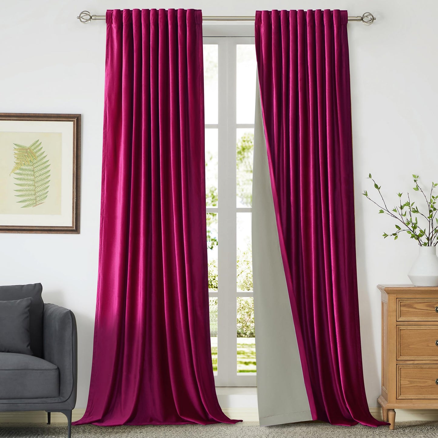 100% Blackout Ivory Off White Velvet Curtains