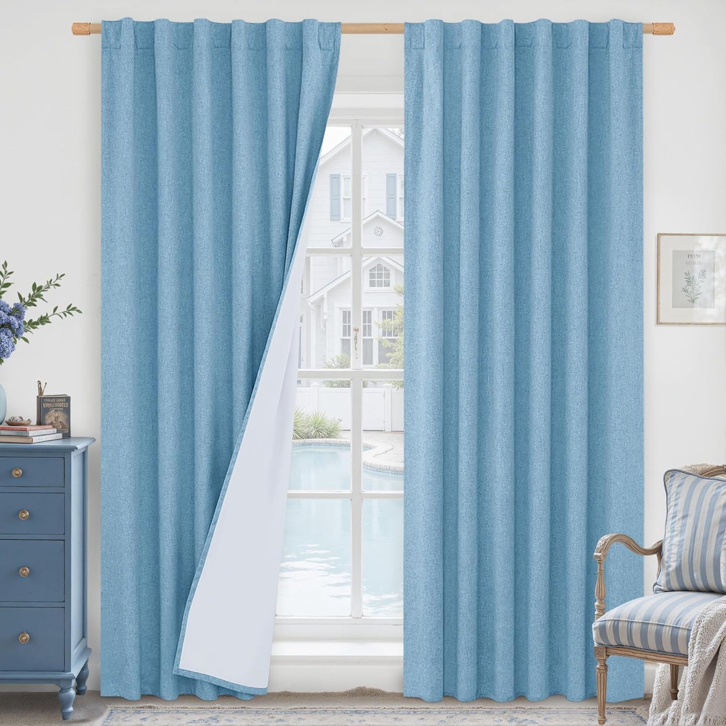 LAMIT Linen Blackout Curtains 60x84" Taupe, 2 Panels