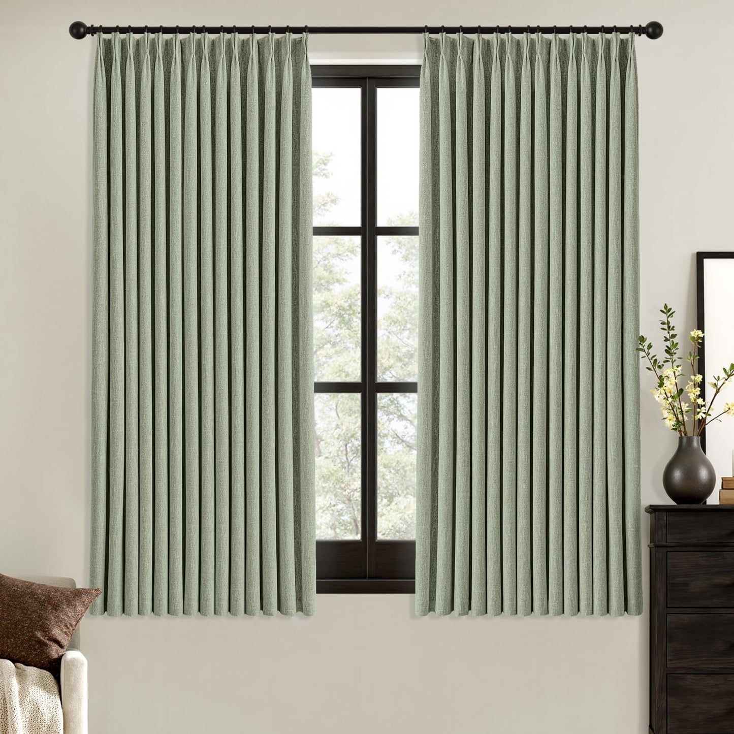 MIULEE Blackout Linen Curtains 96" 2 Panels