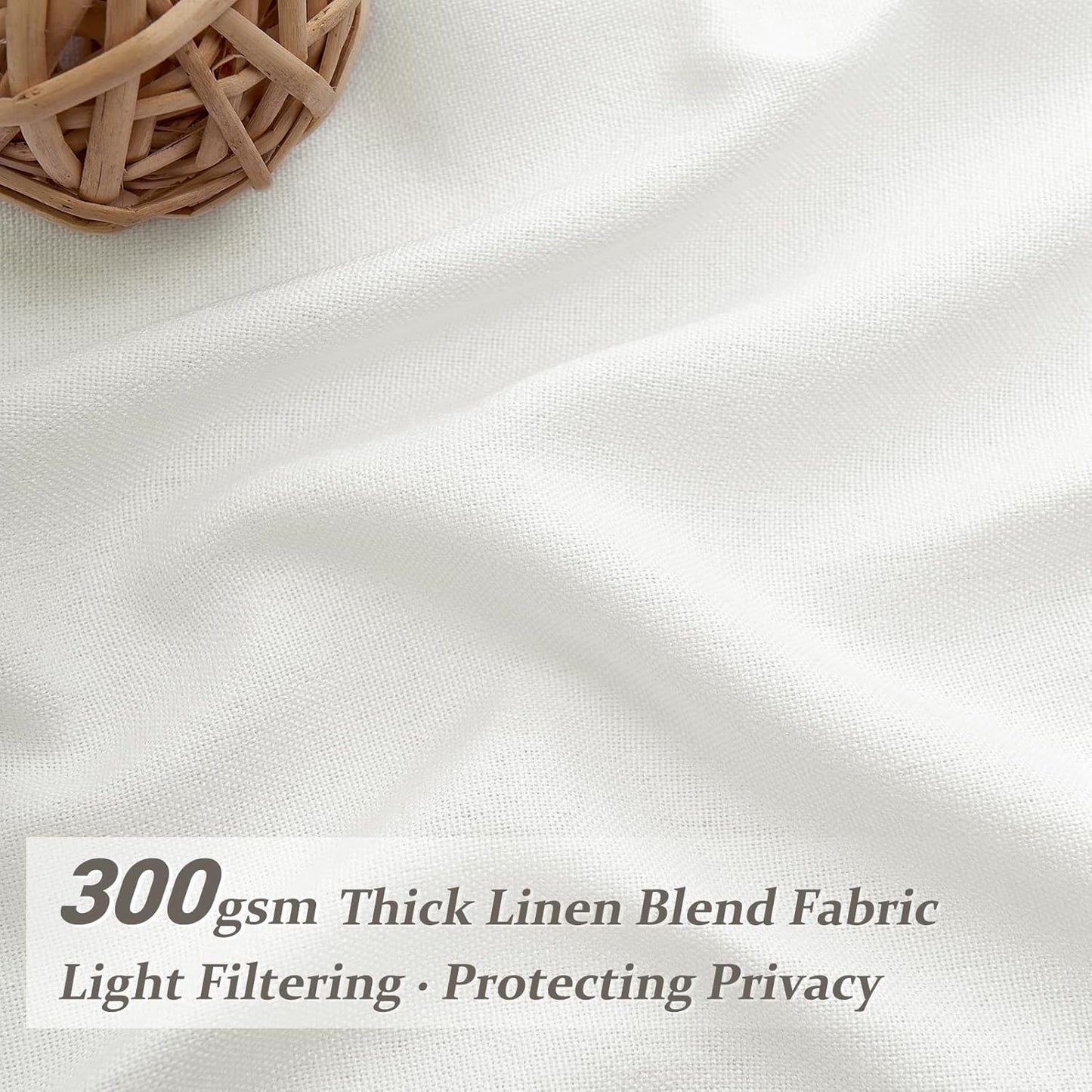 Rustic Linen Curtains, Oatmeal Beige 96" Set of 2