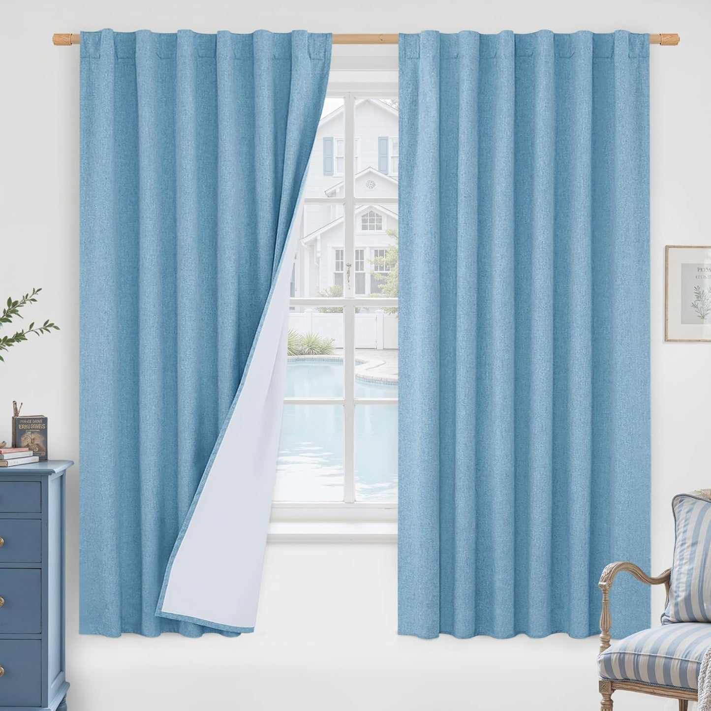 LAMIT Linen Blackout Curtains 60x84" Taupe, 2 Panels