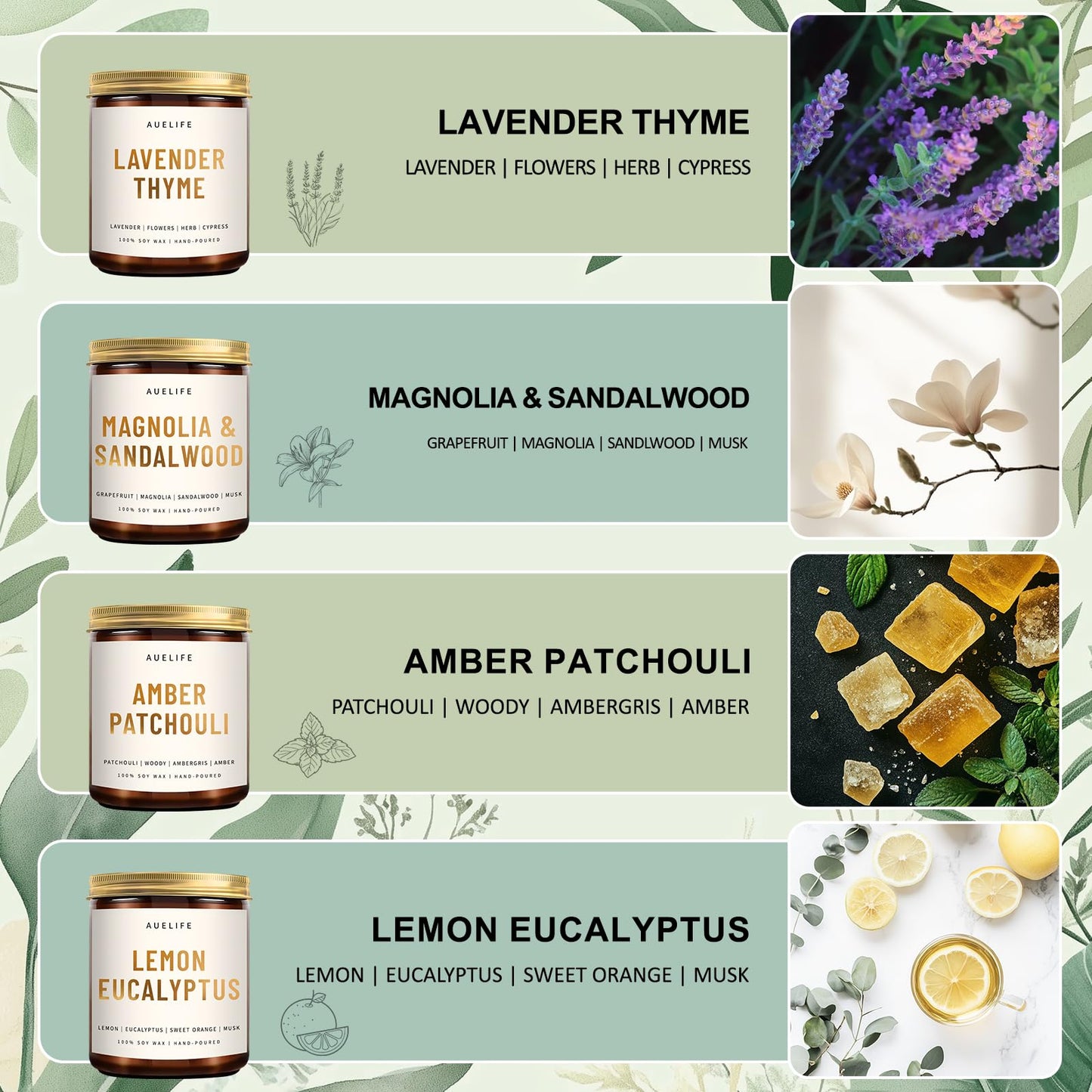 Auelife 4-Pack Fall Scented Candles
