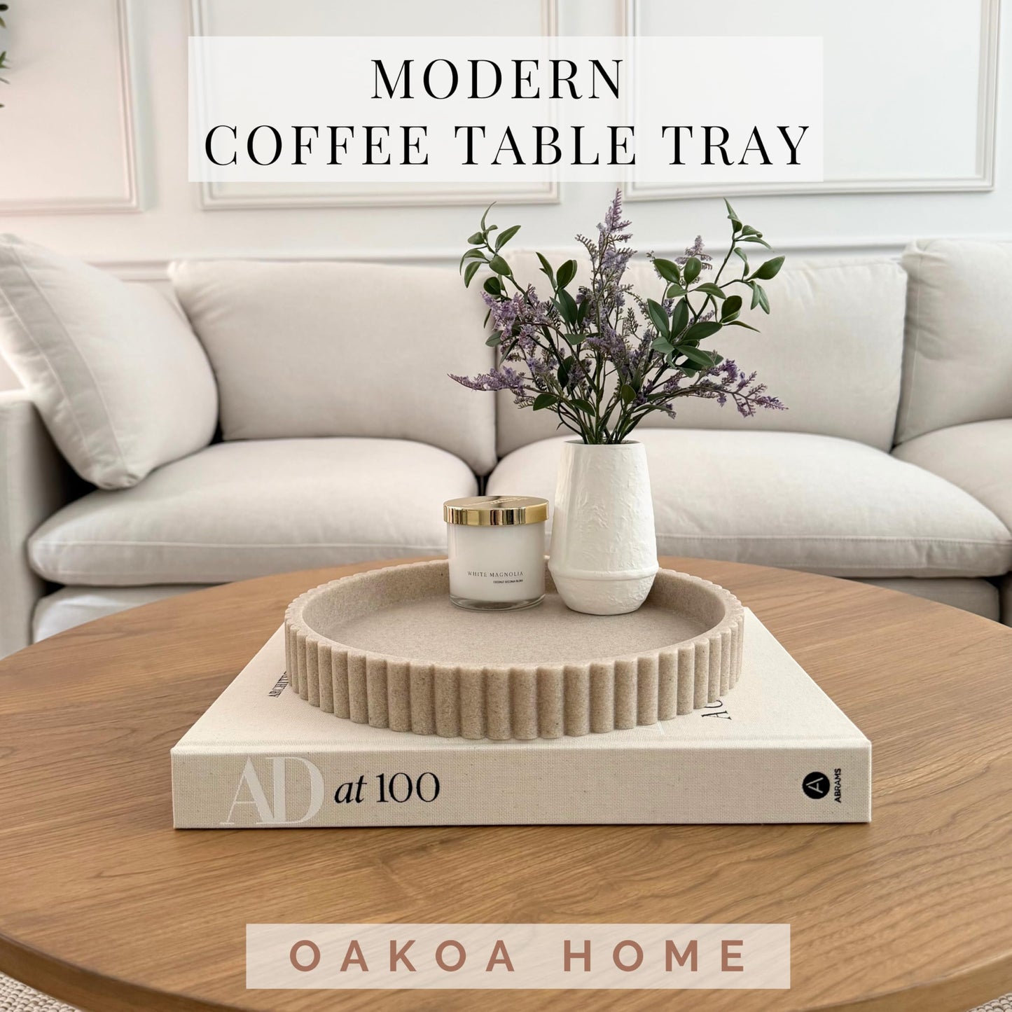 OAKOA Round Concrete Decorative Tray