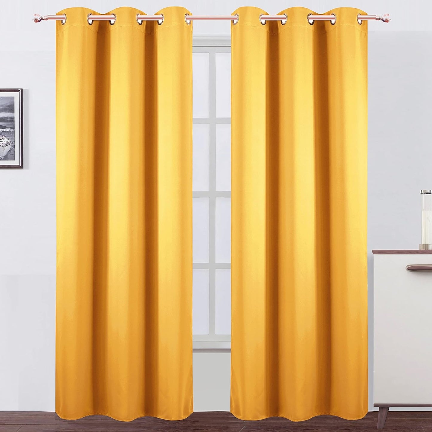 LEMOMO Blackout Curtains 52x84" Black, 2 Panels