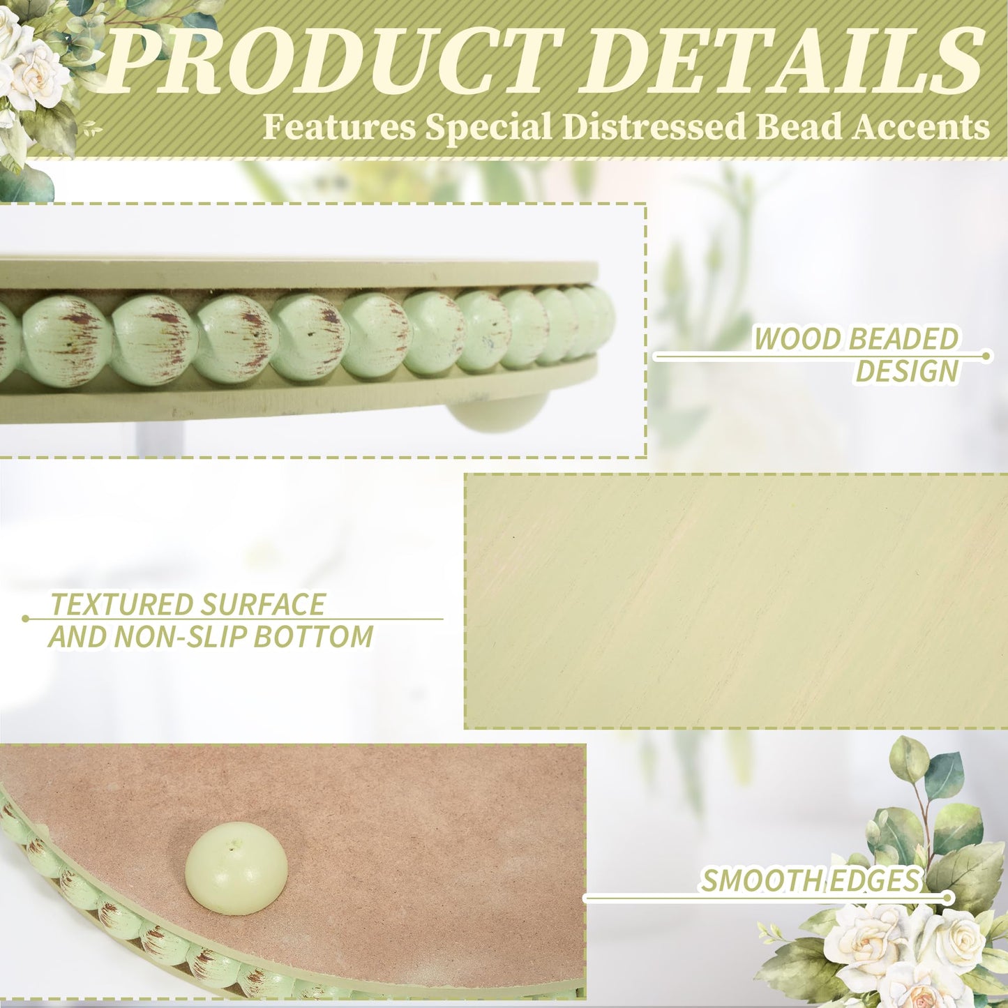 HPC Decor Round White Wood Tray, 12"