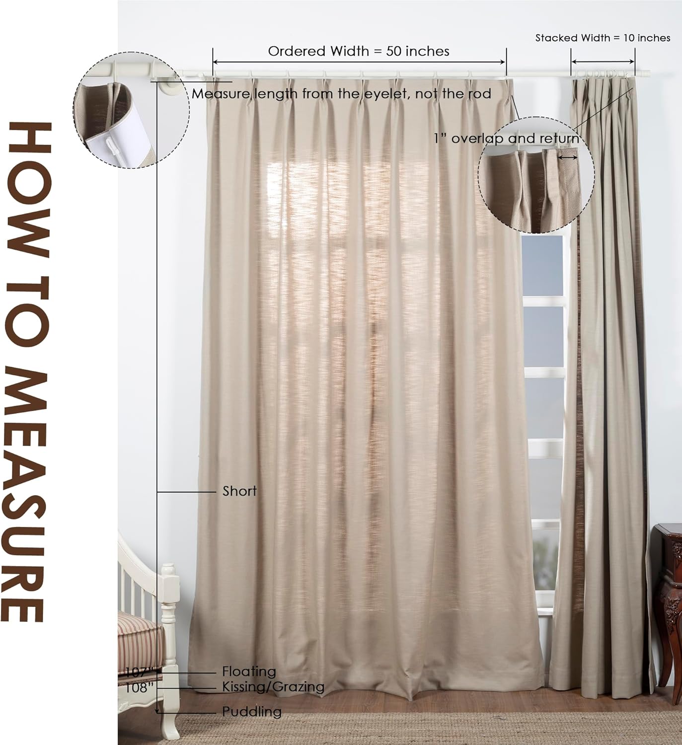 Pinch Pleat Blackout Curtain – 102" Snow White
