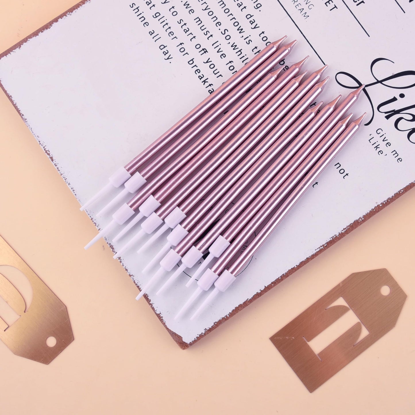 PHD CAKE Gold Long Thin Metallic Birthday Candles