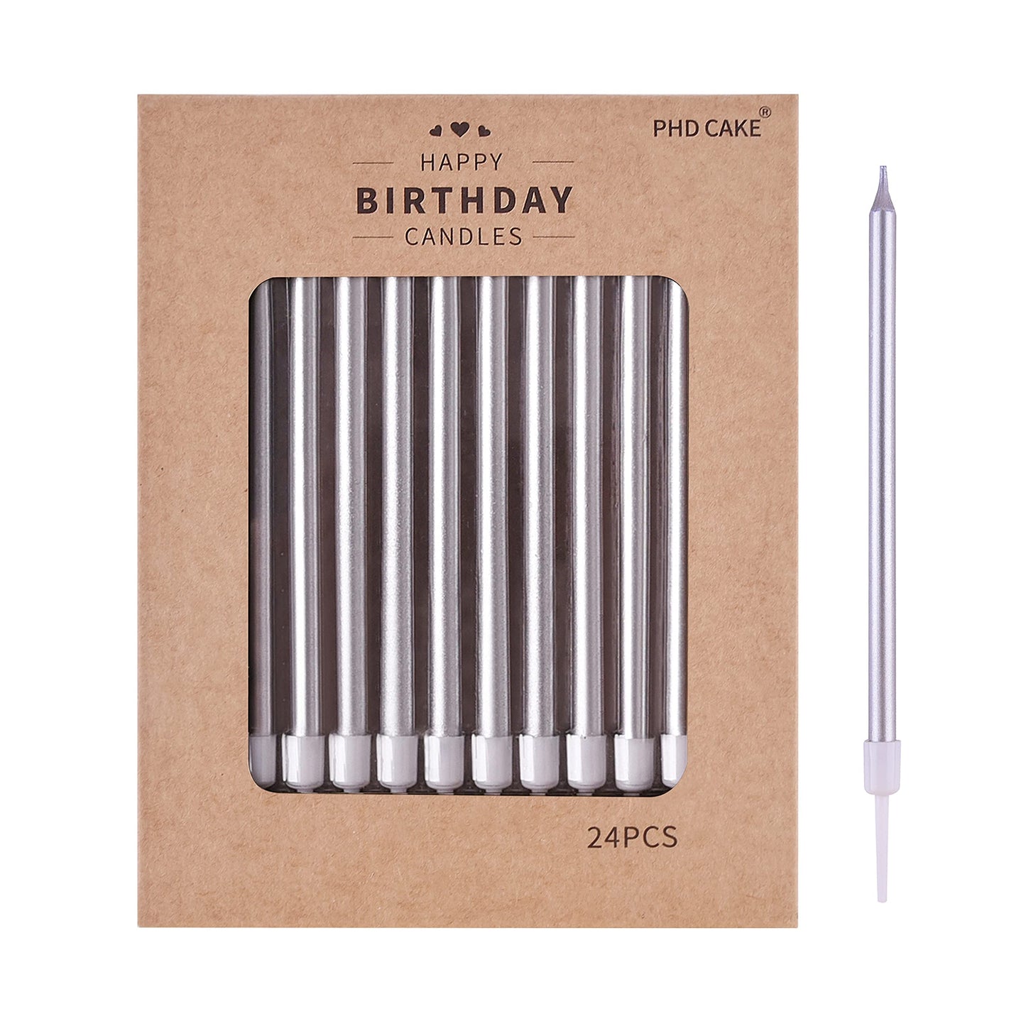 PHD CAKE Gold Long Thin Metallic Birthday Candles