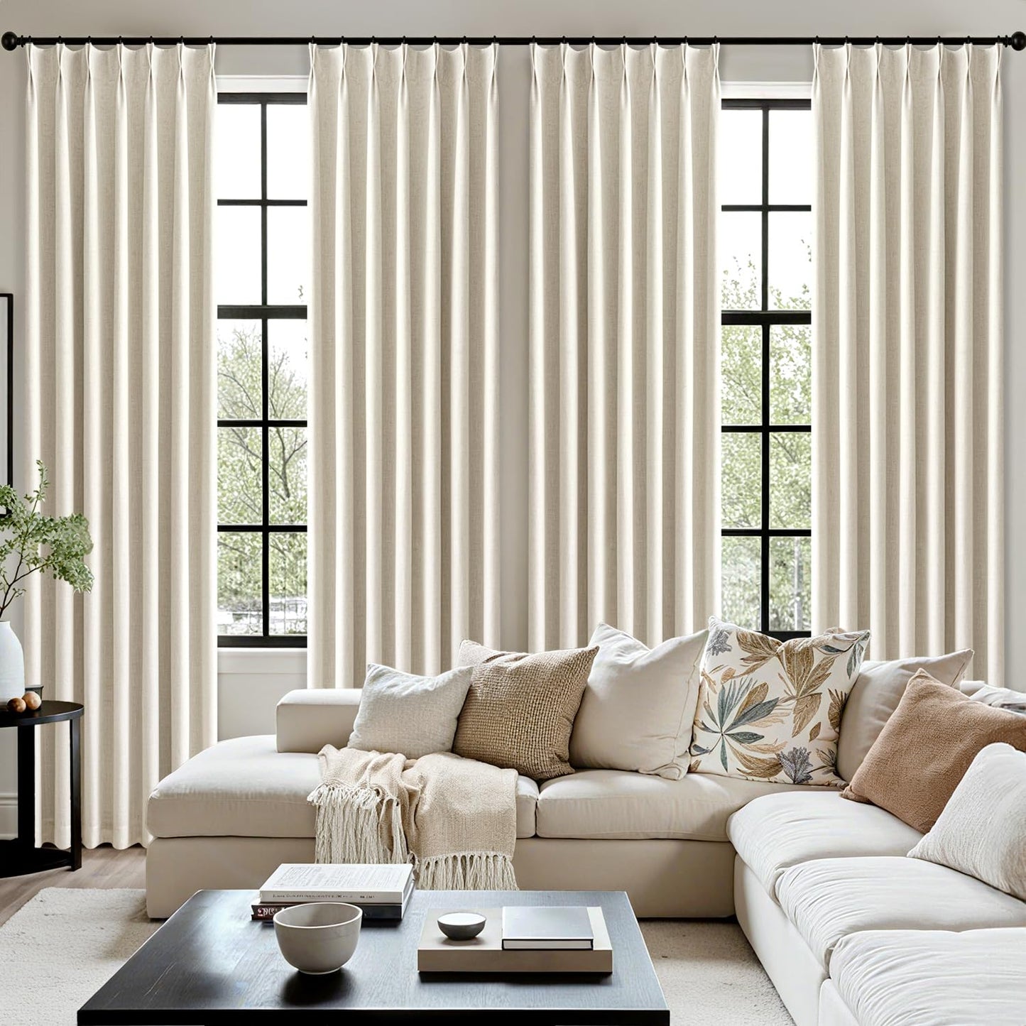 MIULEE Blackout Linen Curtains 96" 2 Panels