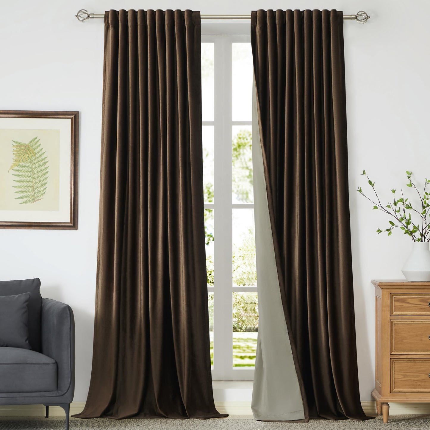 100% Blackout Ivory Off White Velvet Curtains