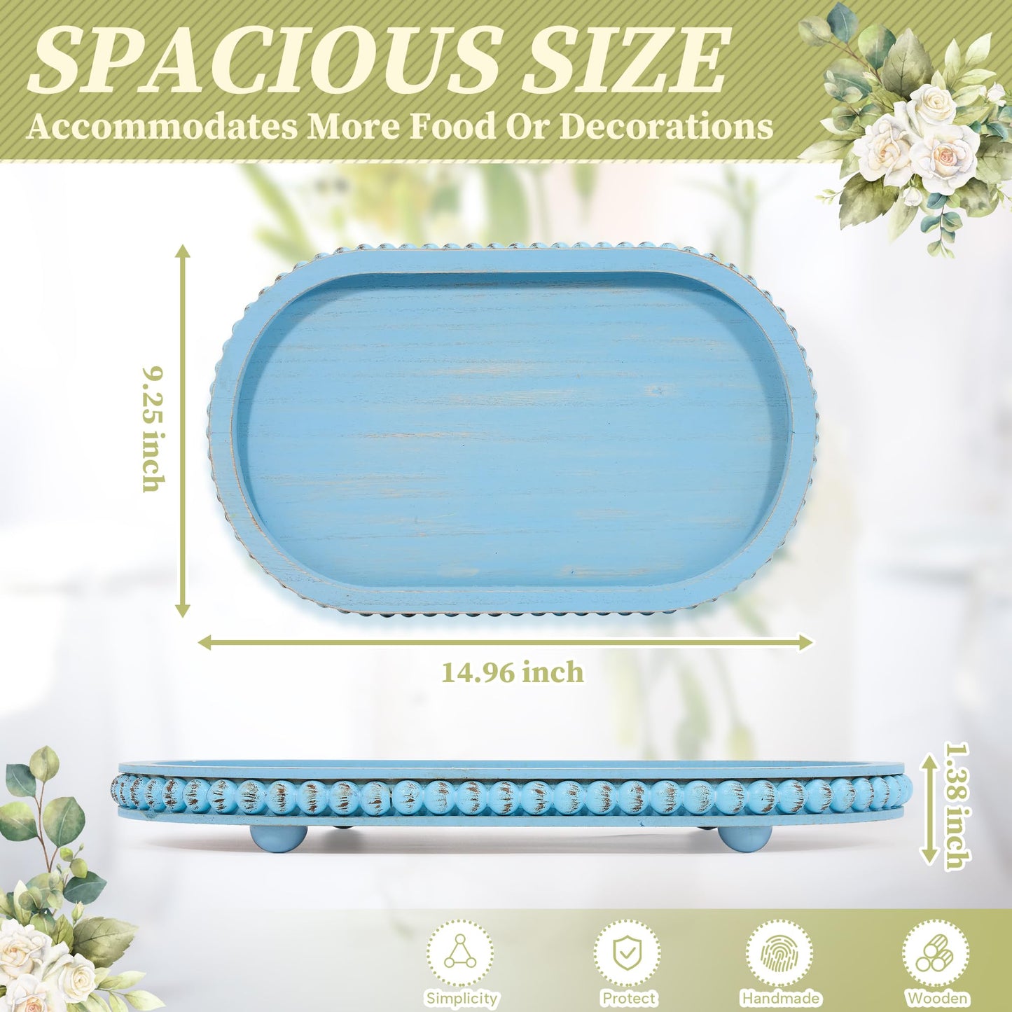 HPC Decor Round White Wood Tray, 12"