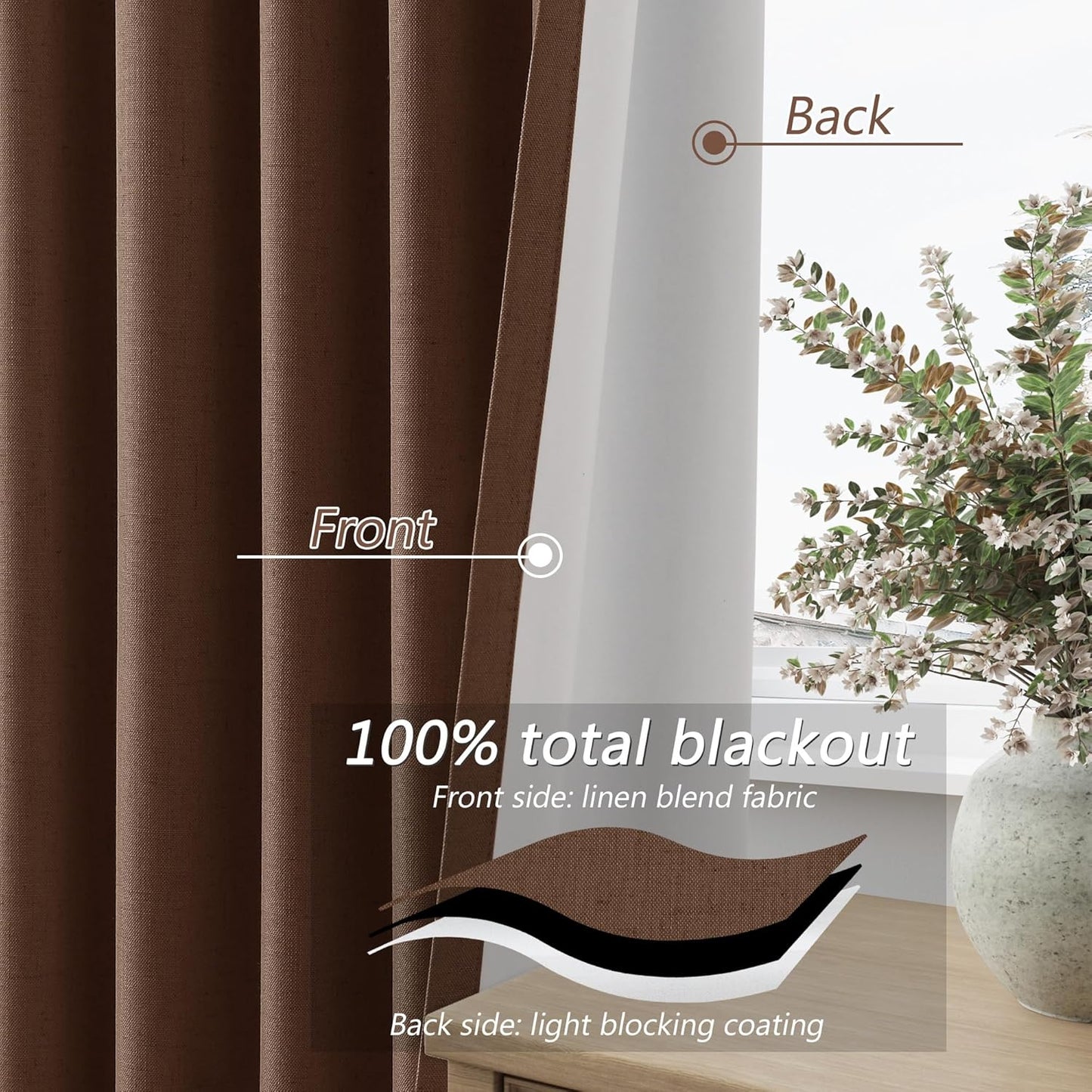 Cream Linen Blackout Curtains – 2 Panels