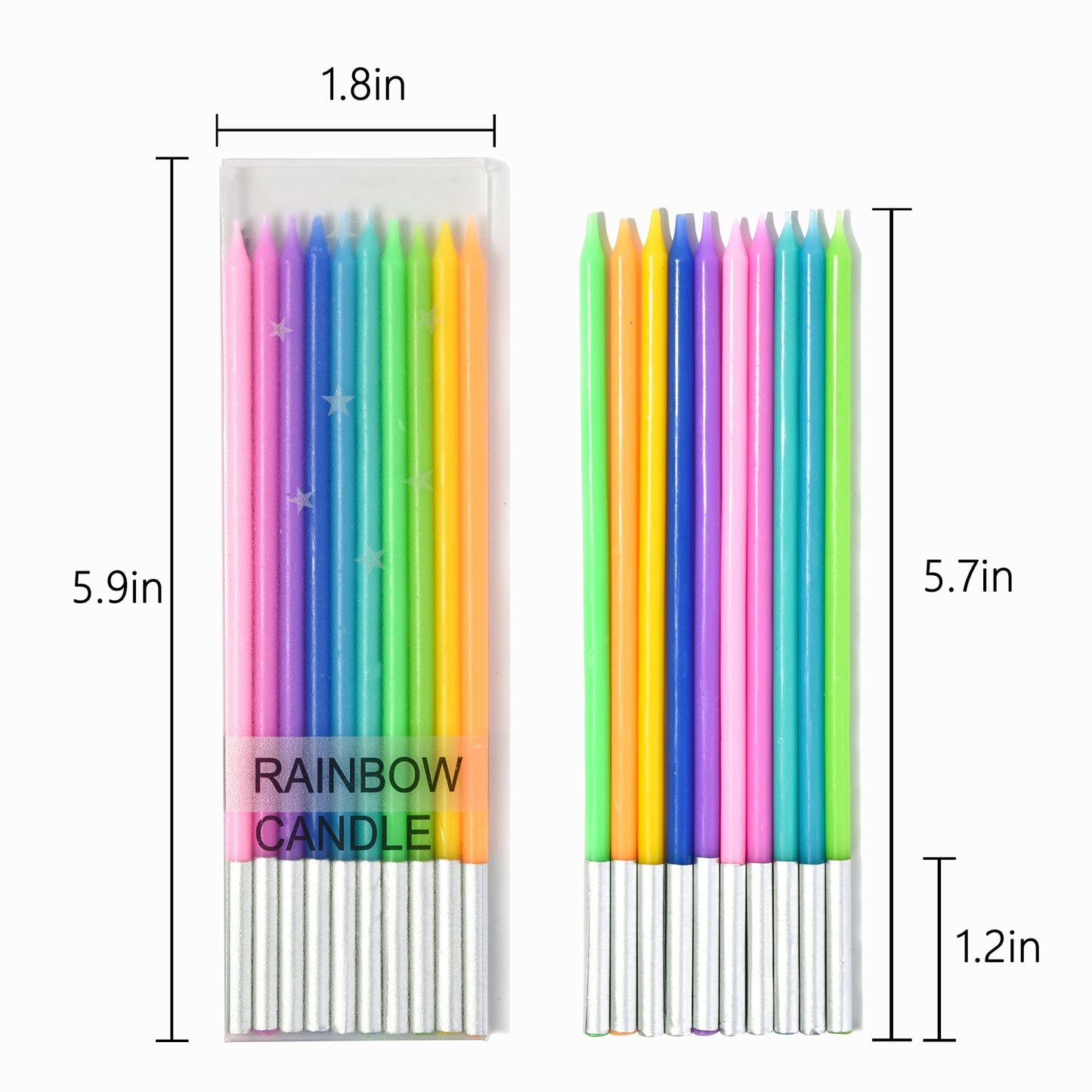 PHD CAKE Gold Long Thin Metallic Birthday Candles