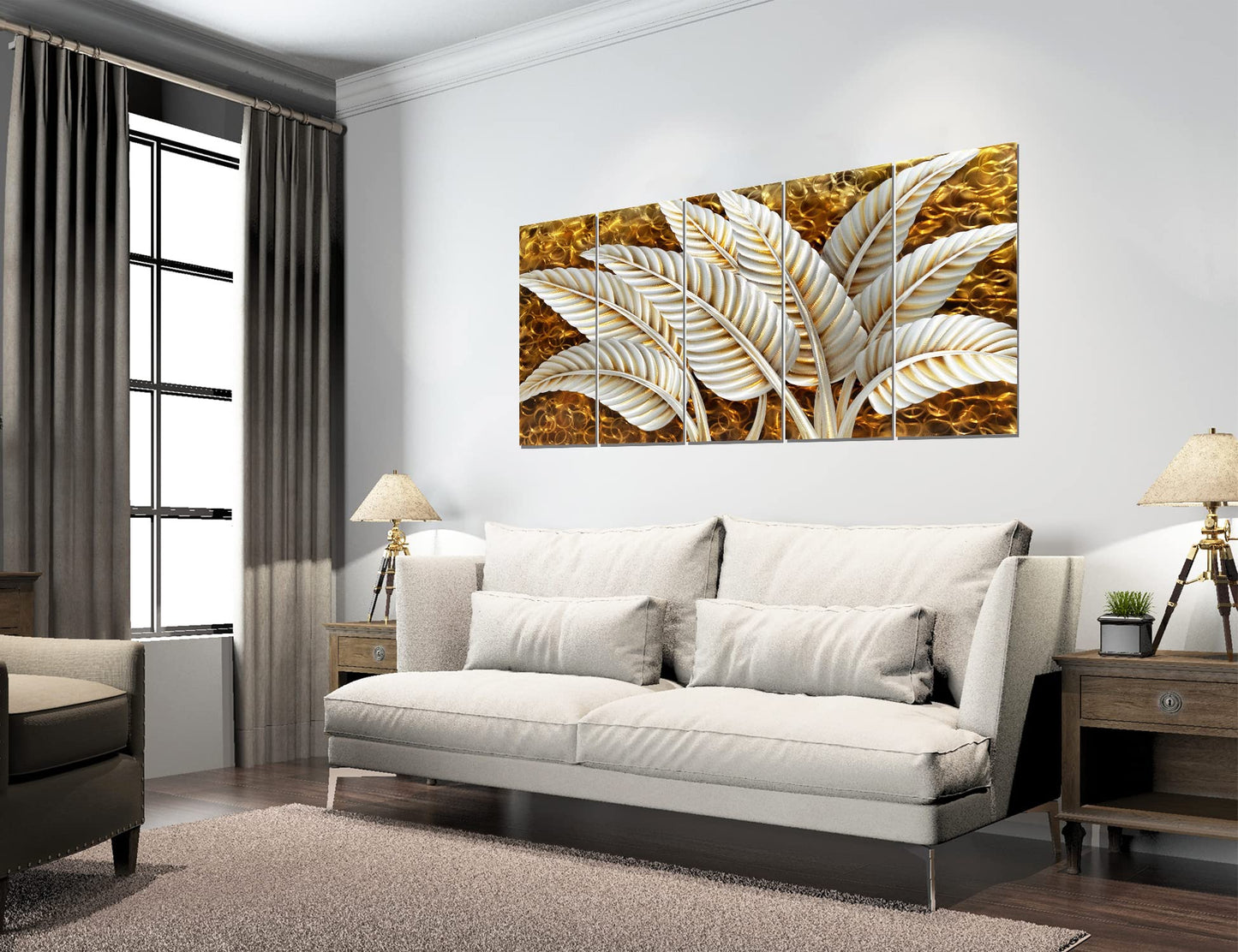 BATRENDY ARTS Silver Tree Wall Art