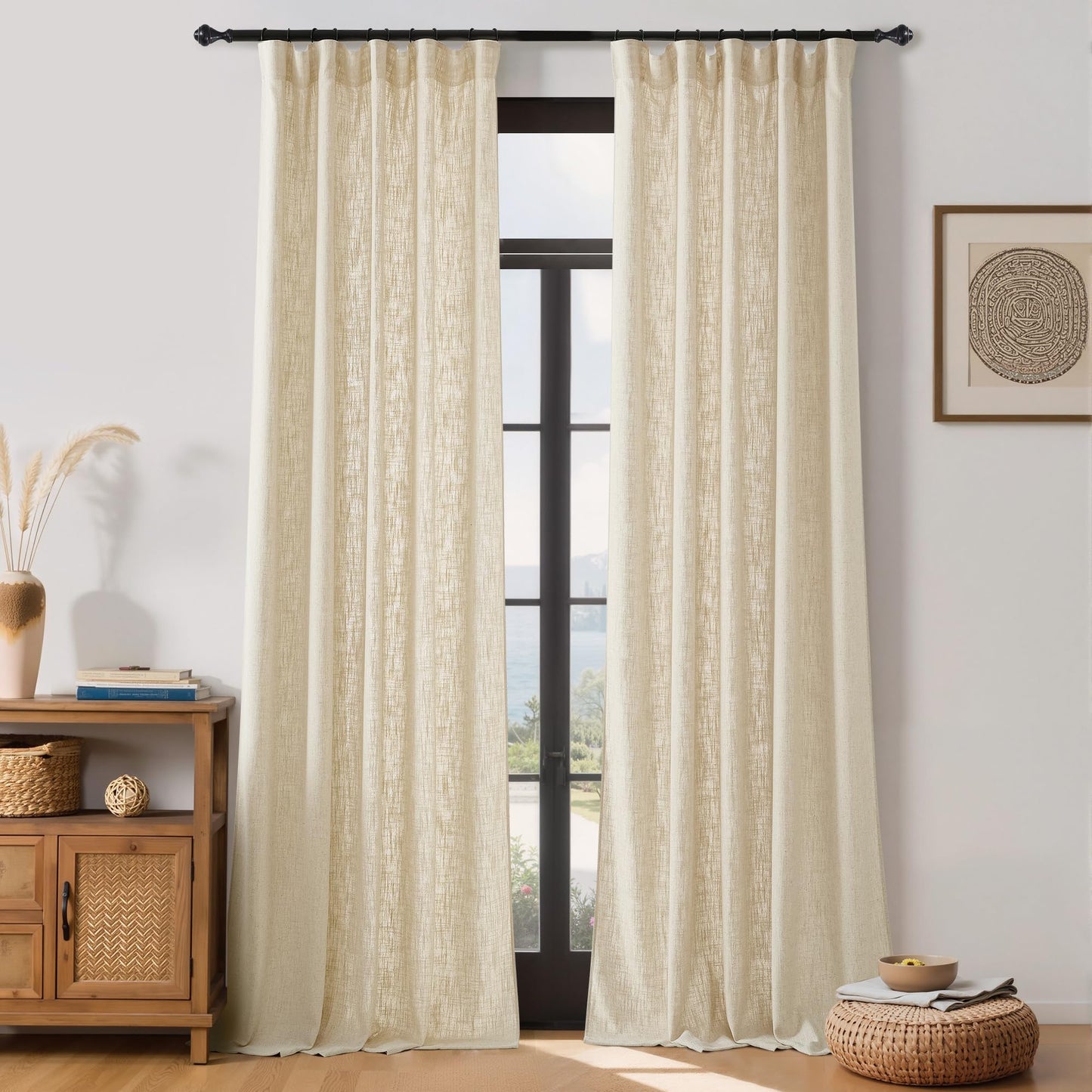 NICETOWN Linen Curtains 52x108" 2 Panels