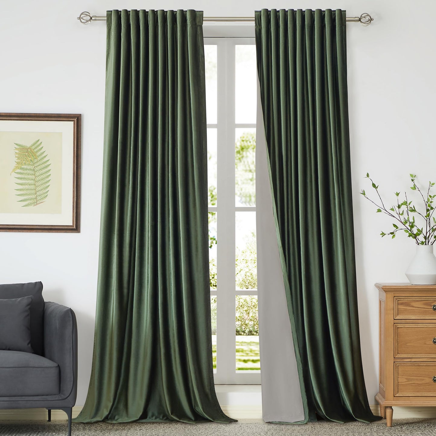 100% Blackout Ivory Off White Velvet Curtains