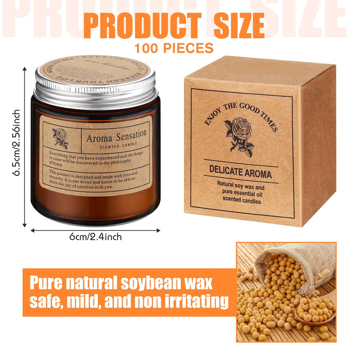 100-Pack Soy Wax Candles, Bulk Gifts