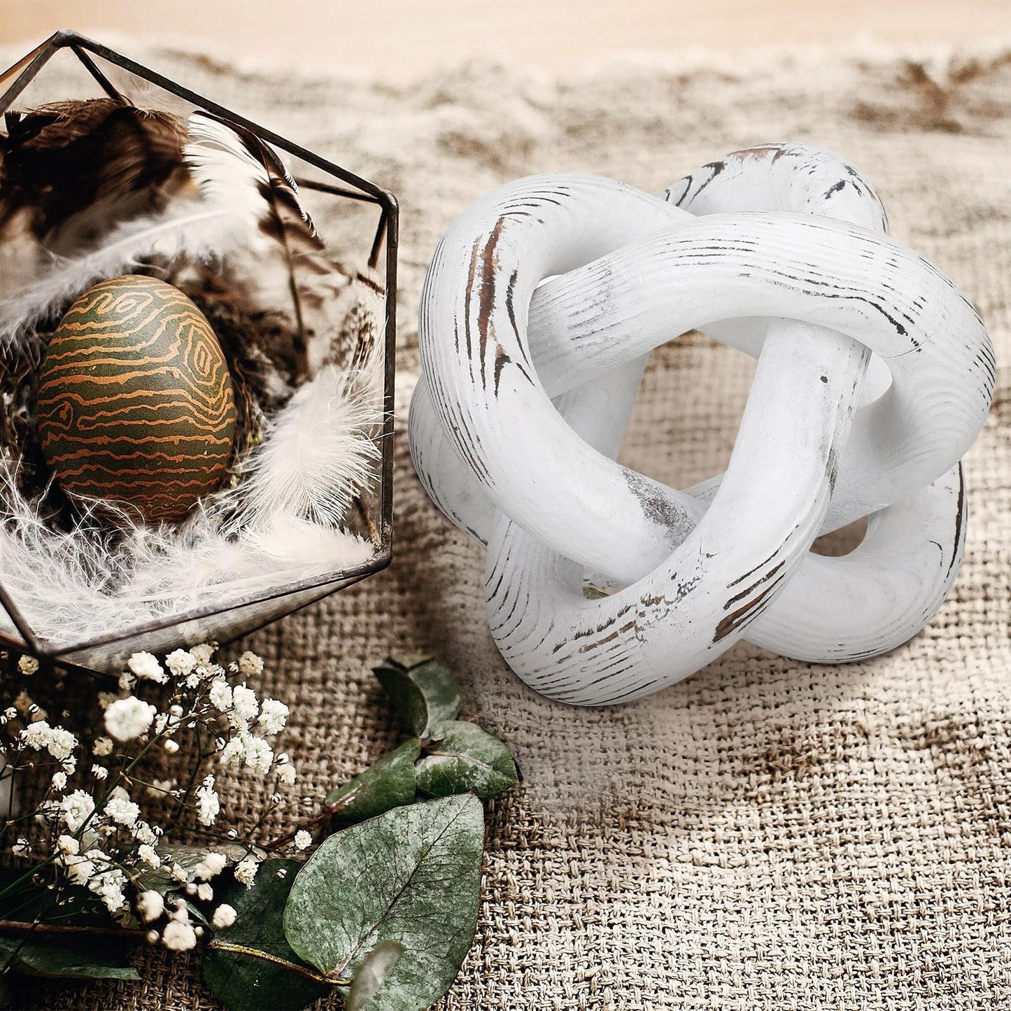 Yalikop Wood Knot Decor, White