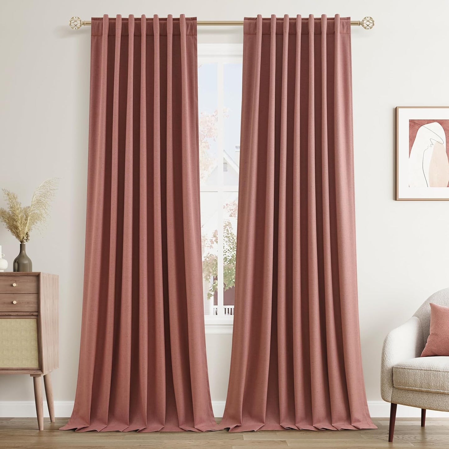 Cream Linen Blackout Curtains – 2 Panels
