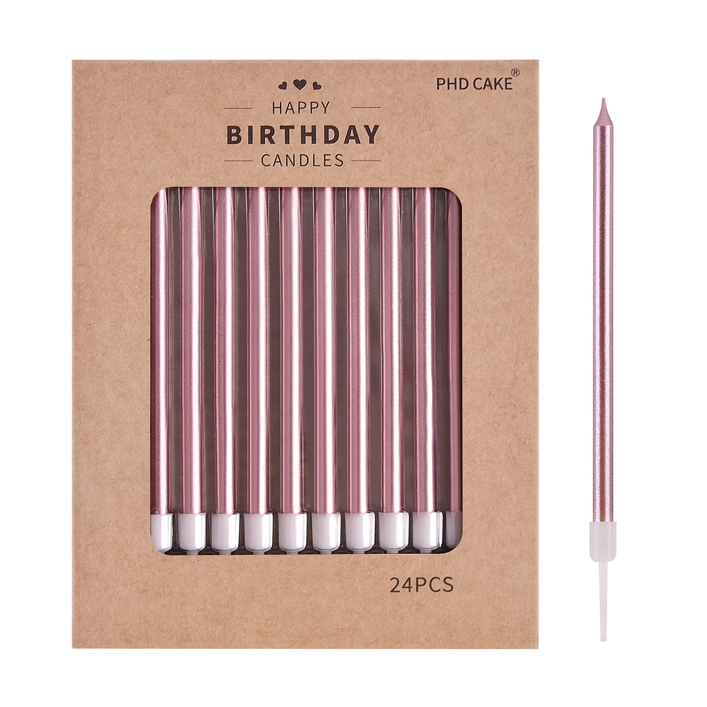 PHD CAKE Gold Long Thin Metallic Birthday Candles