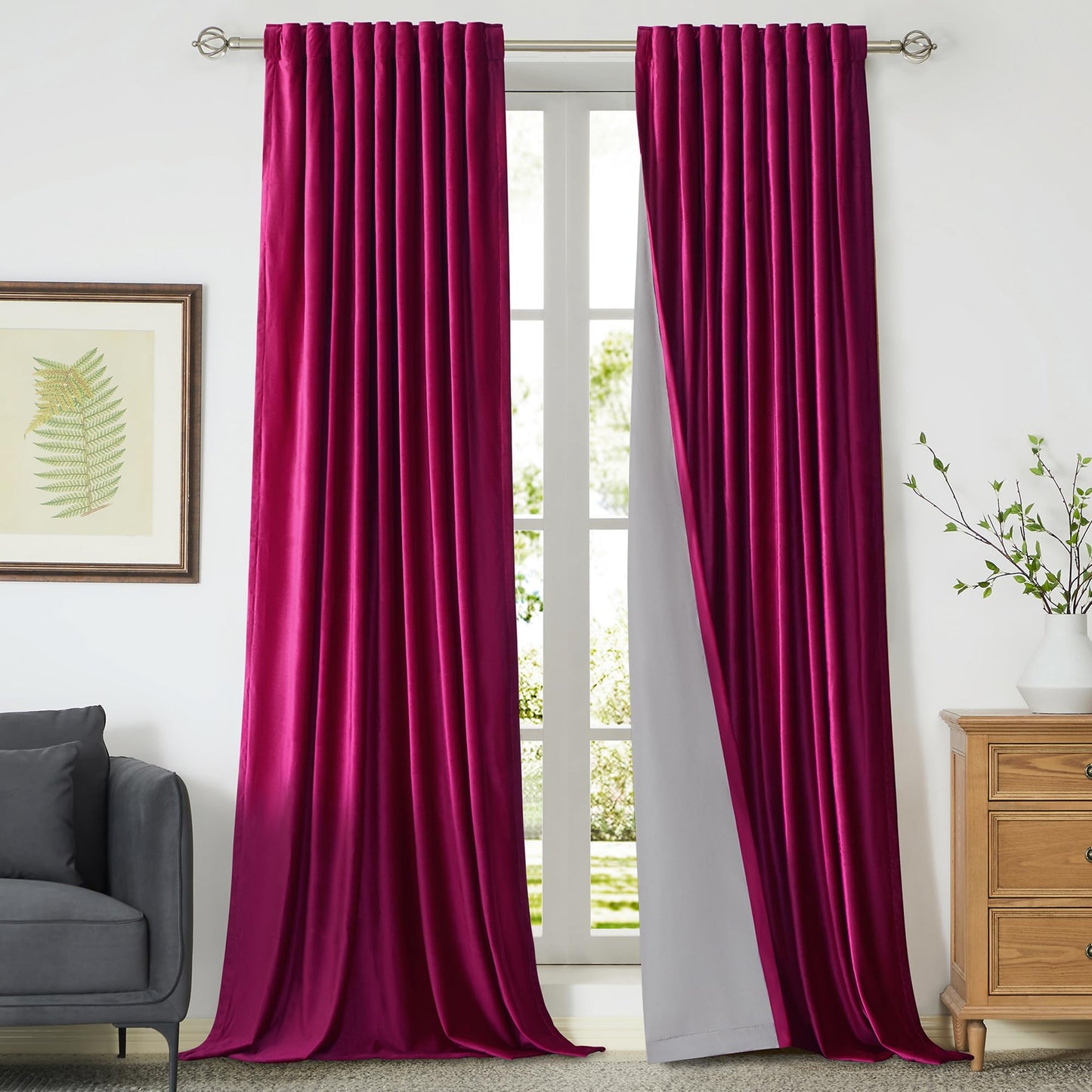 100% Blackout Ivory Off White Velvet Curtains