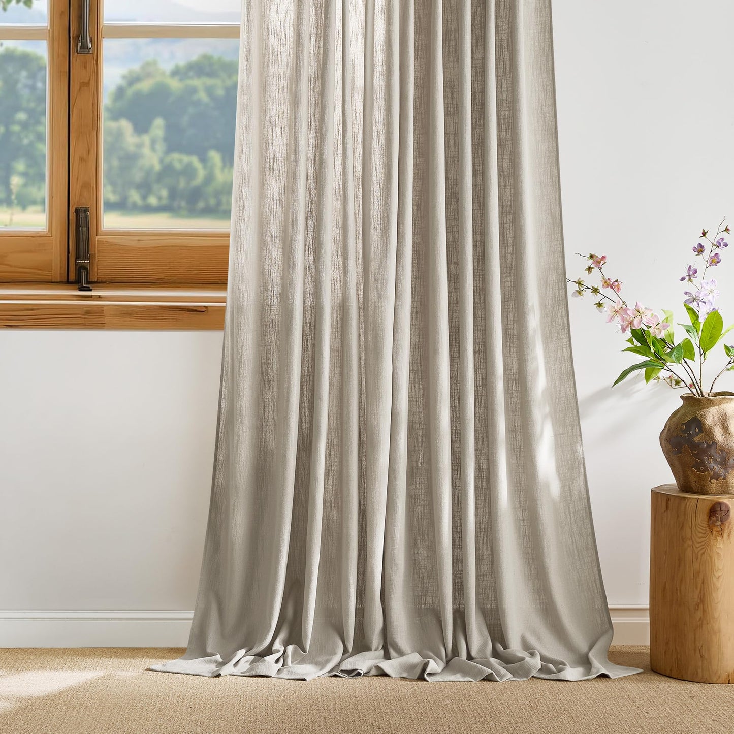 NICETOWN Linen Curtains 52x108" 2 Panels